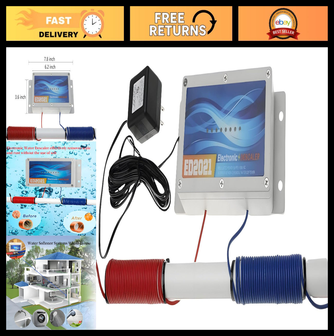 Whole House Electronic Water Descaler – Reduces Limescale & Hard Water, No Salt
