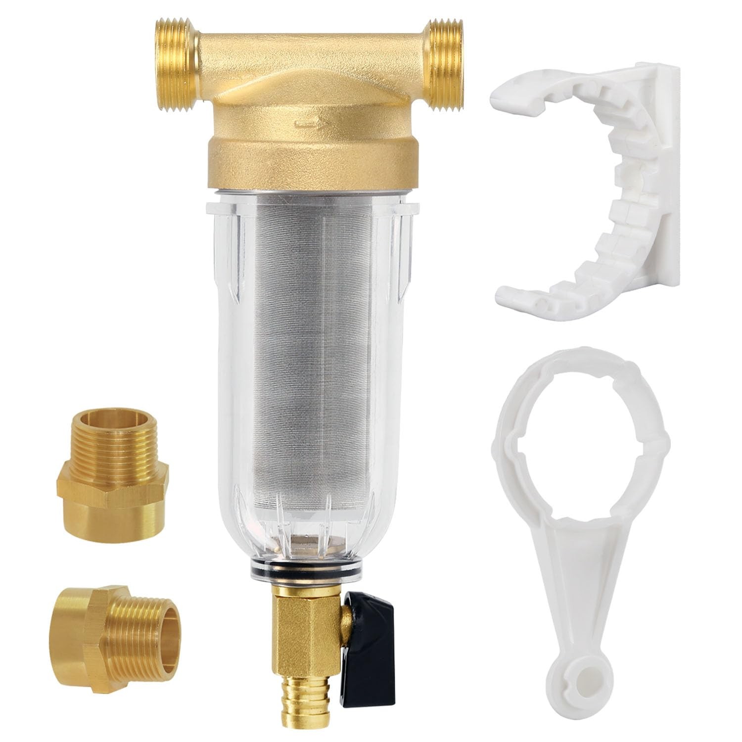 Whole House Spin Down Sediment Water Filter 3/4“, 40 Micron, Reusable and Flu…
