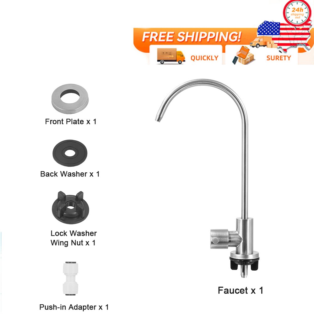 US Stainless Steel 1/4” RO Kitchen Sink Water Filter Faucet Tap nickel Drinking