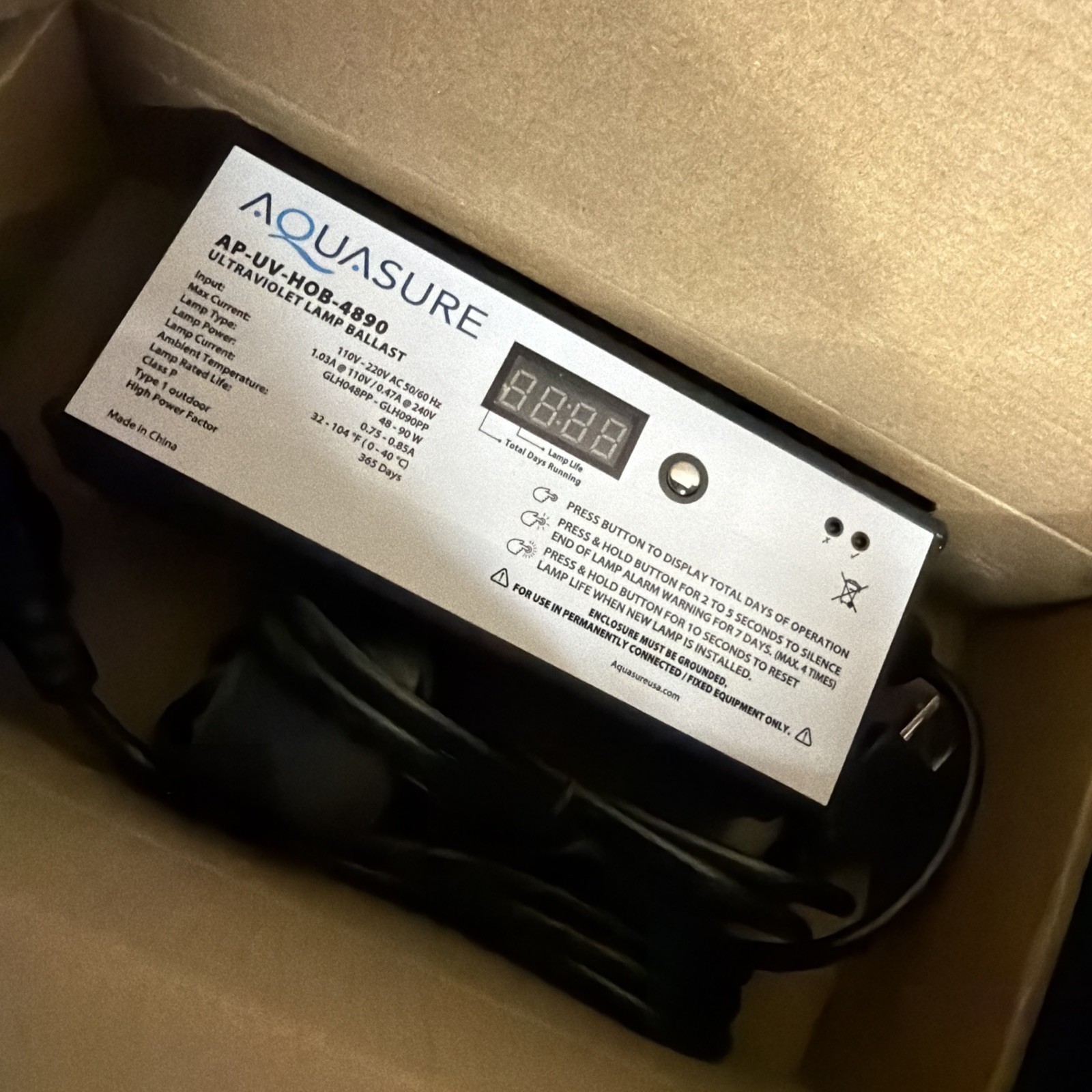 UV Whole House UV Light Water Filter 18 GPM Aquasure Quantum AS-UV18HO **read**