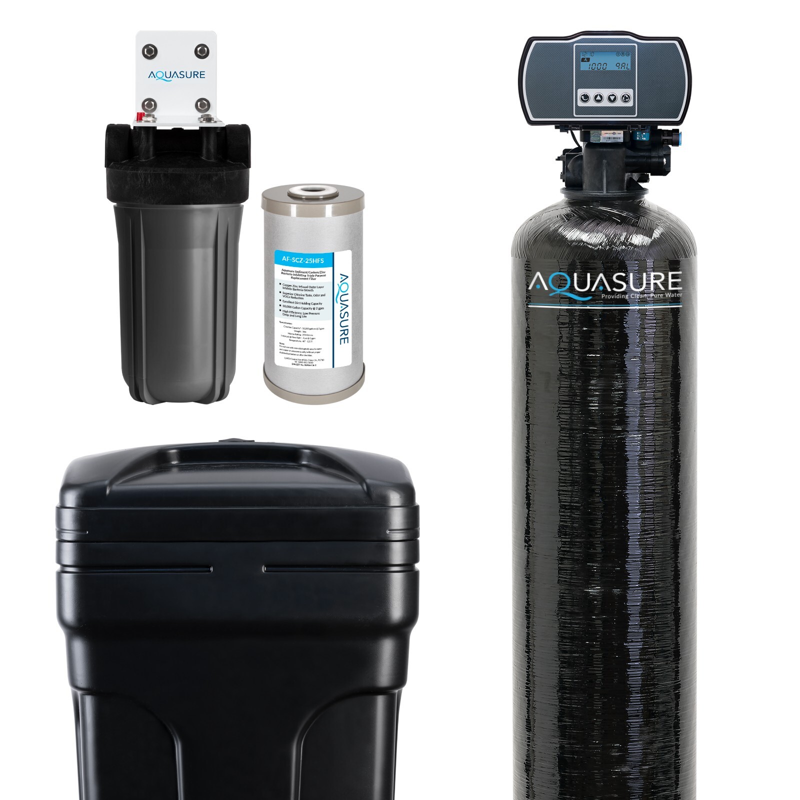 Aquasure Water Softener and Sediment GAC Carbon Pre-Filters Bundle 48,000 Grains