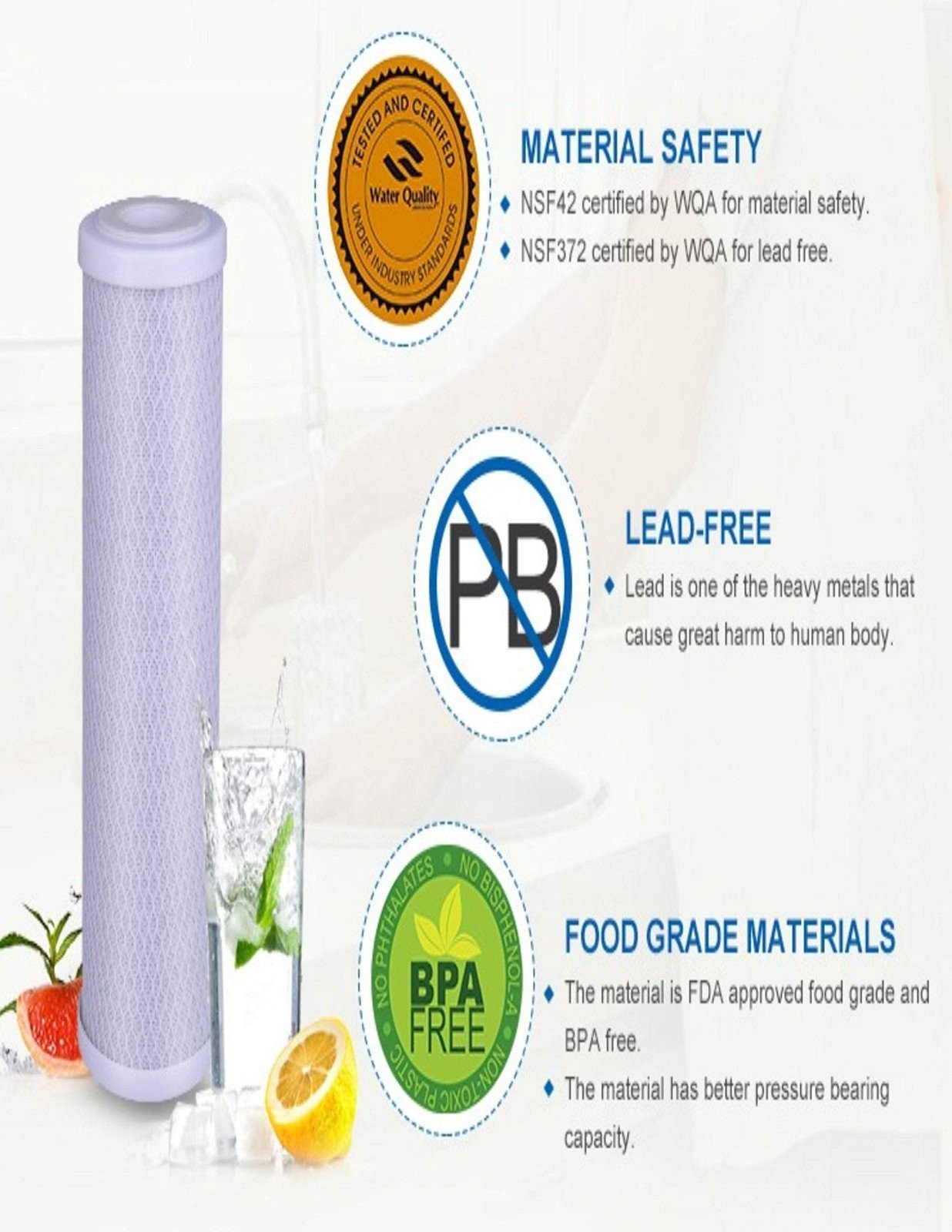 CFS – 2 Pack Carbon Block Water Filter Cartridges Compatible with FXWTC,…