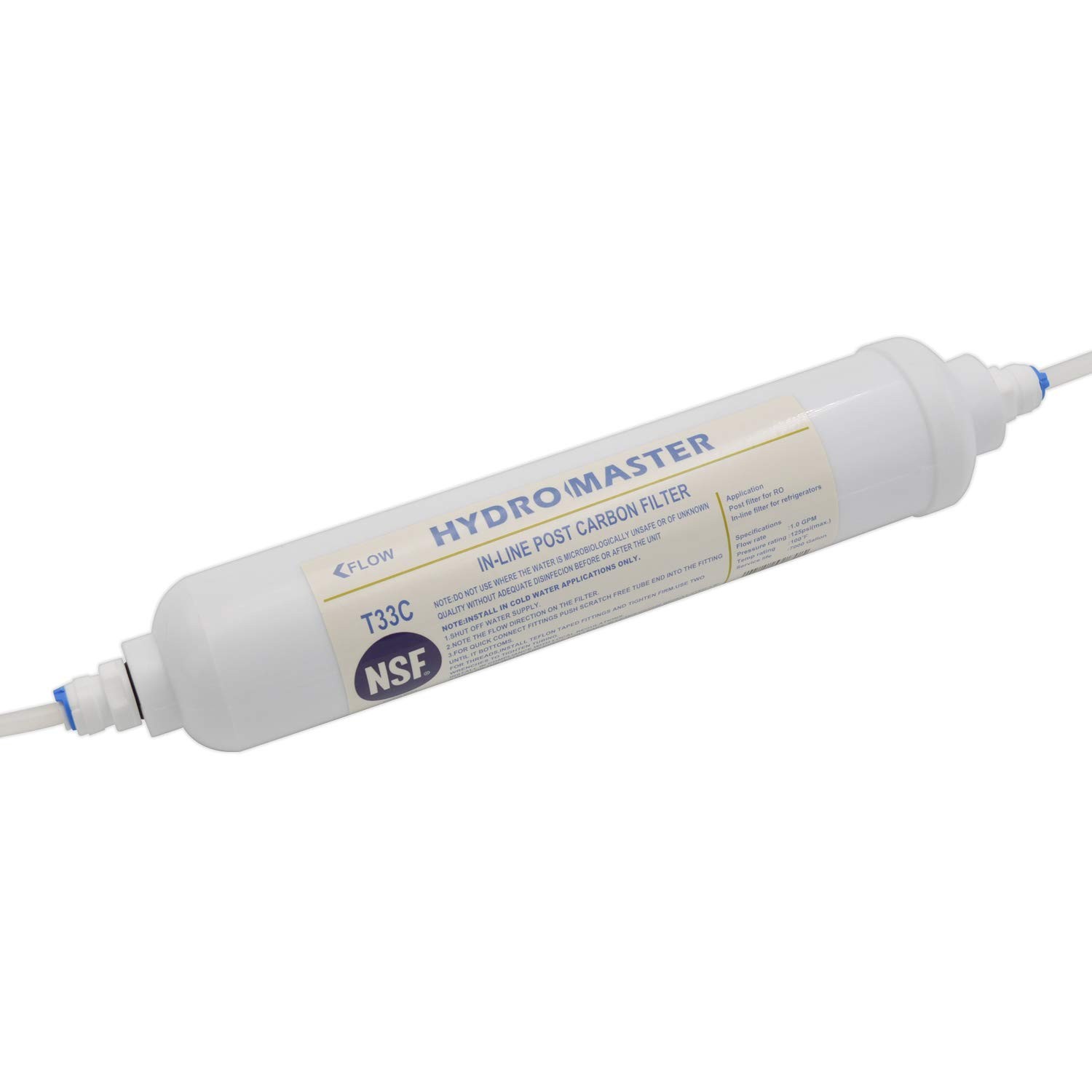 HYDRO MASTER IN-LINE POST CARBON FILTER With 1/4-Inch NPT Connection, 10 Inch x