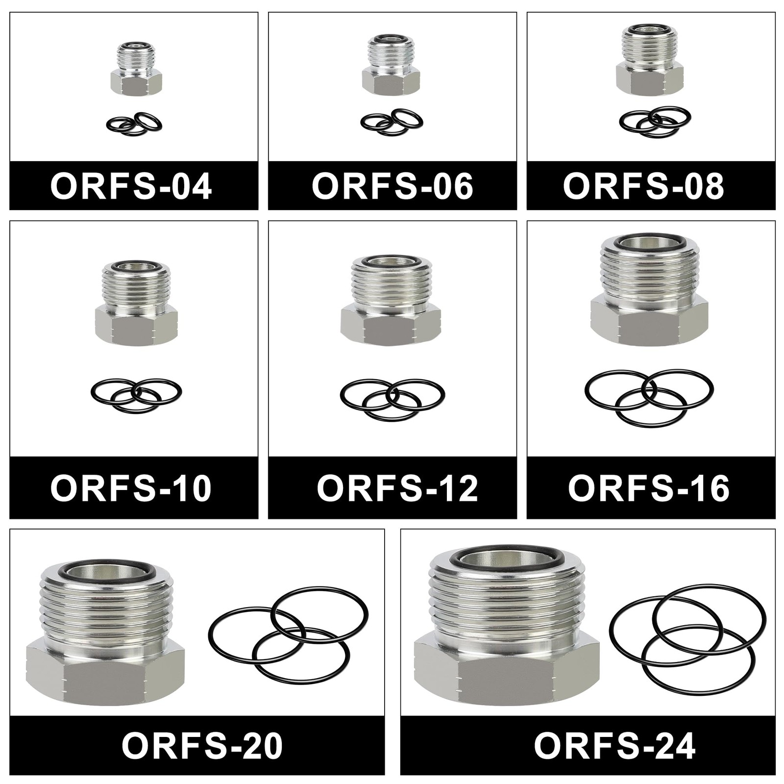 ANCIMOON Flat Face O-Ring Kit for ORFS Hydraulic Fittings, Buna 90, Black
