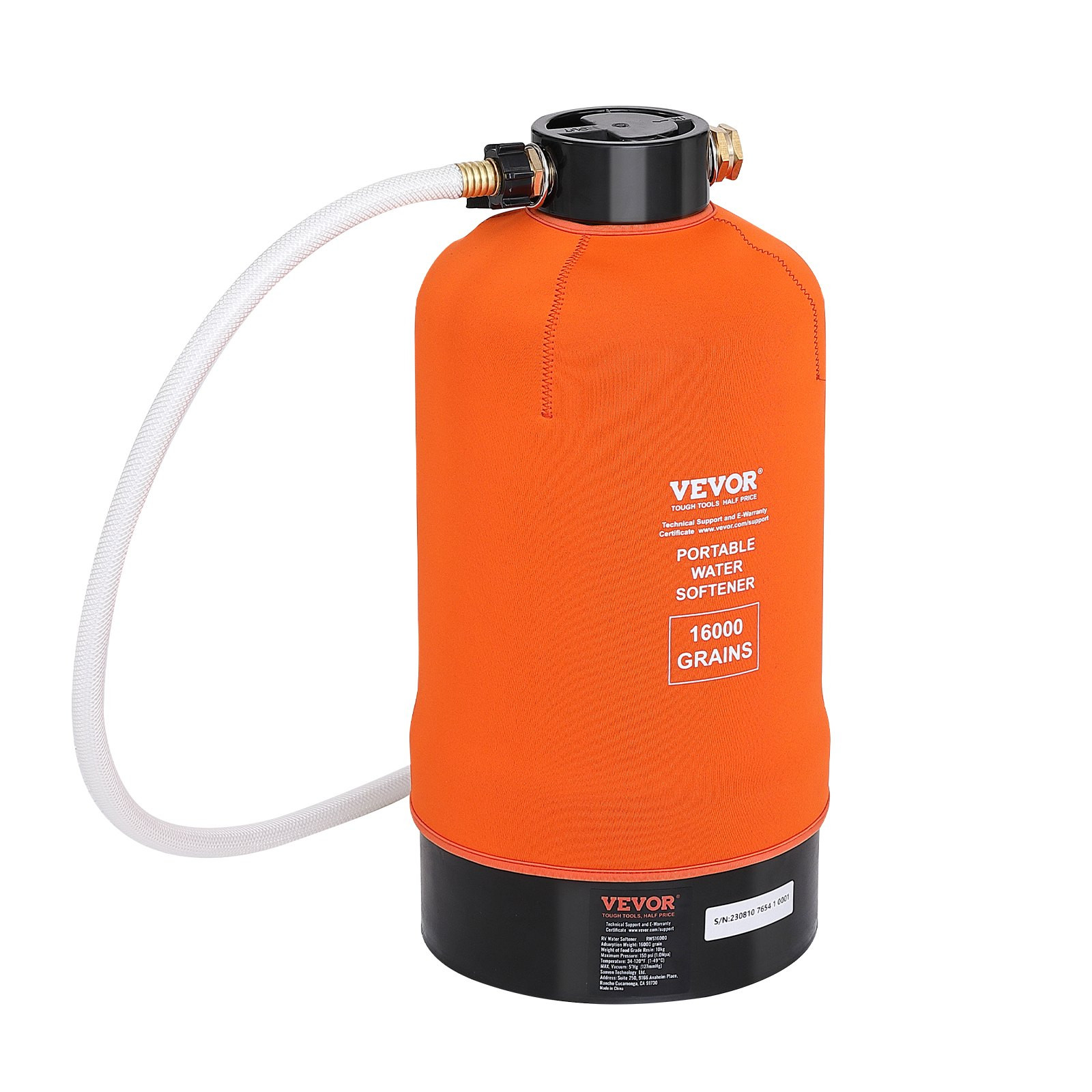 16000 Grain RV Water Softener with 3/4″ Brass Fittings & Hose