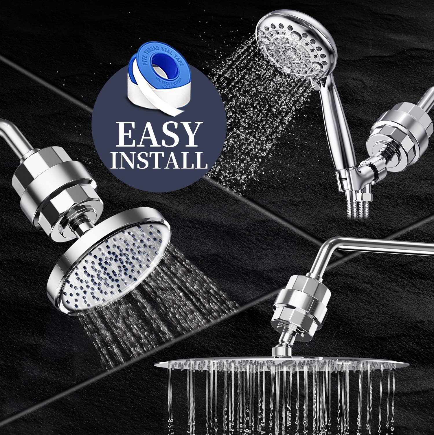 Shower Filter, EMBATHER 20 Stage Head ef of 2 pk, Polished Chrome