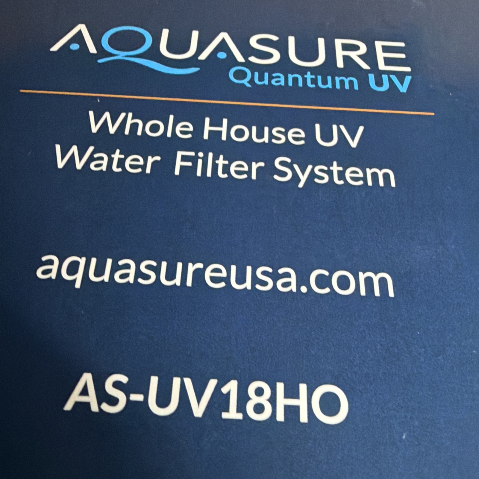 UV Whole House UV Light Water Filter 18 GPM Aquasure Quantum AS-UV18HO **read**