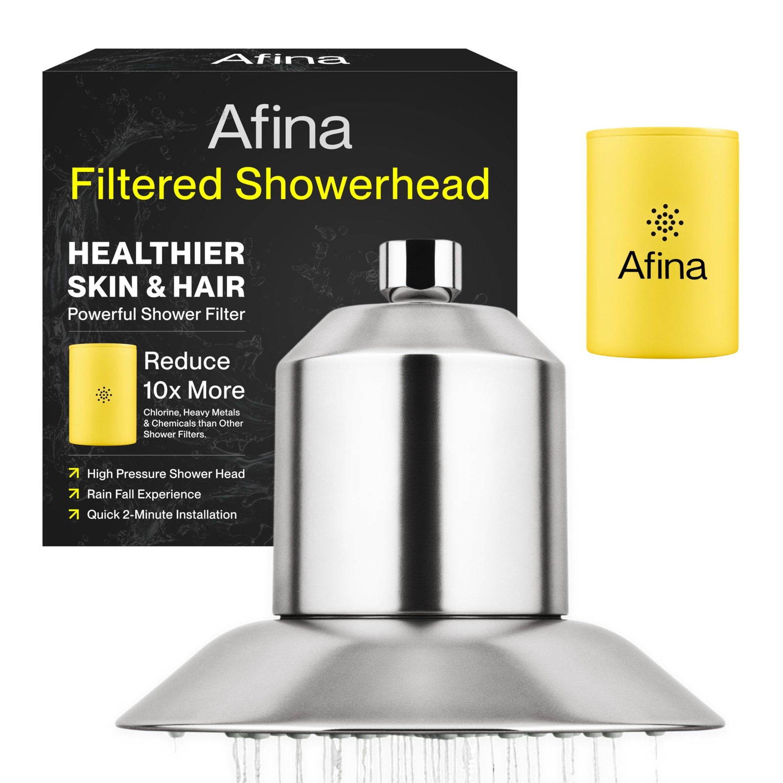 Afina Filtered Shower Head – Water Softener Showerhead with Brushed Nickel