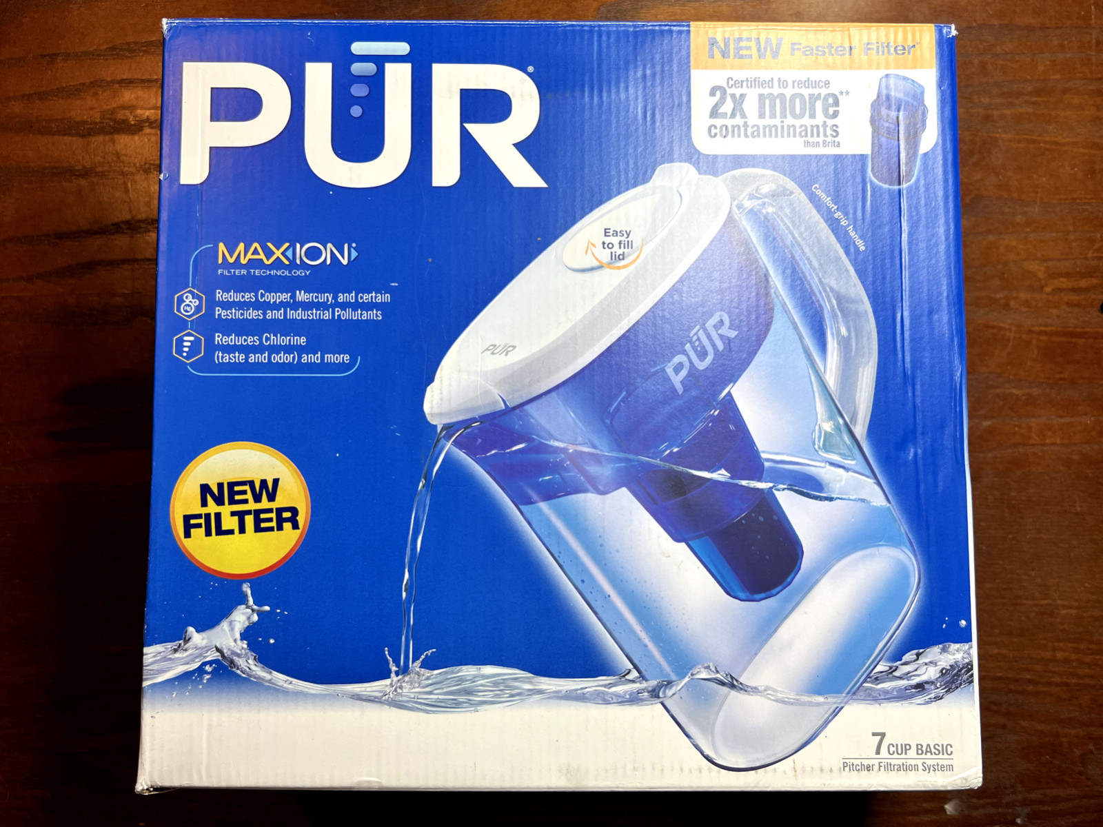 PUR 7 Cup BPA Free Plastic Basic Blue Water Pitcher Filtering System