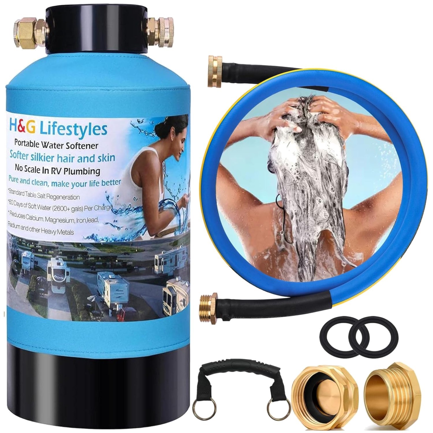 Portable RV Water Softener with Food-Grade Resin