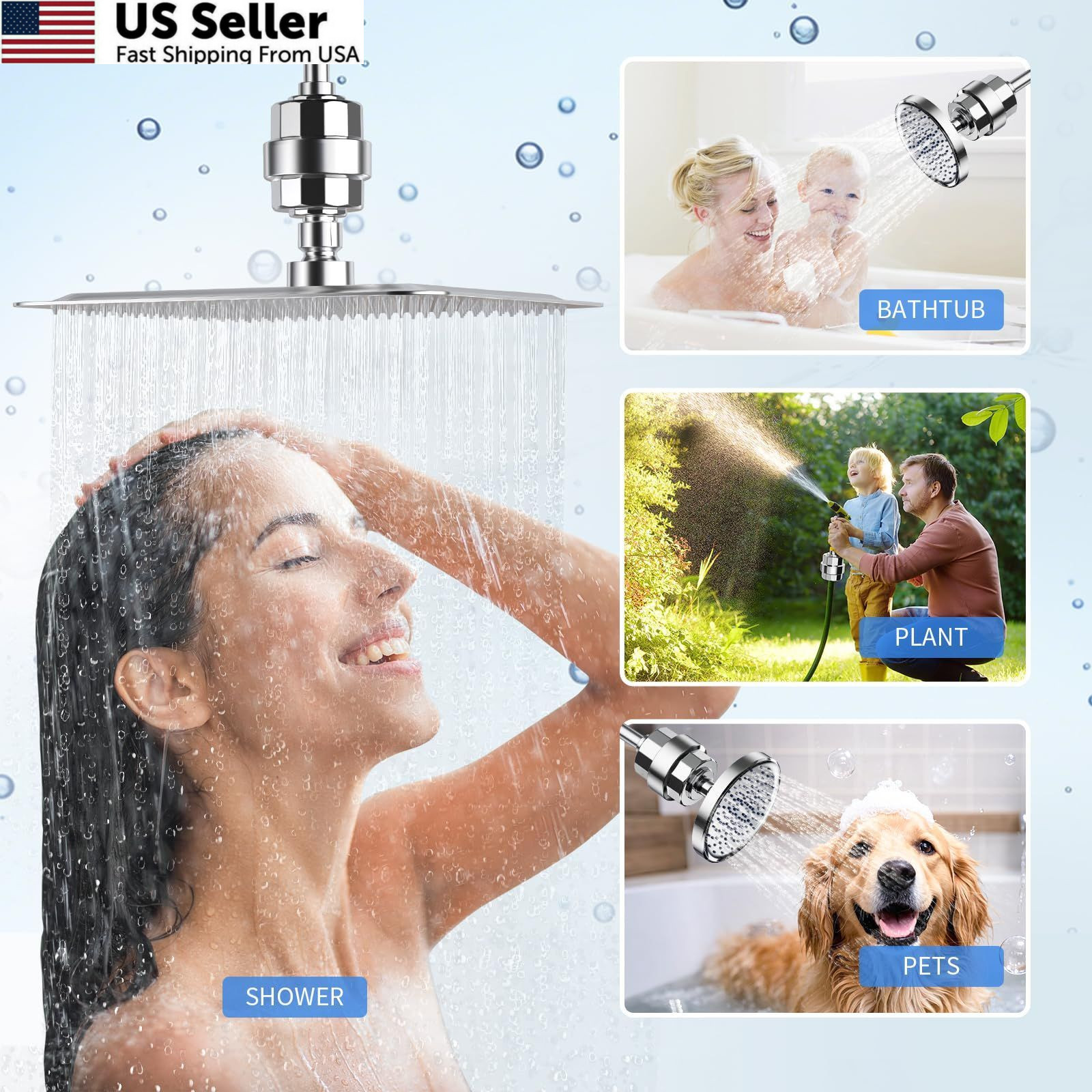 SR SUN RISE 20-Stage Shower Filter-Shower Head Filter for Hard S, Chrome