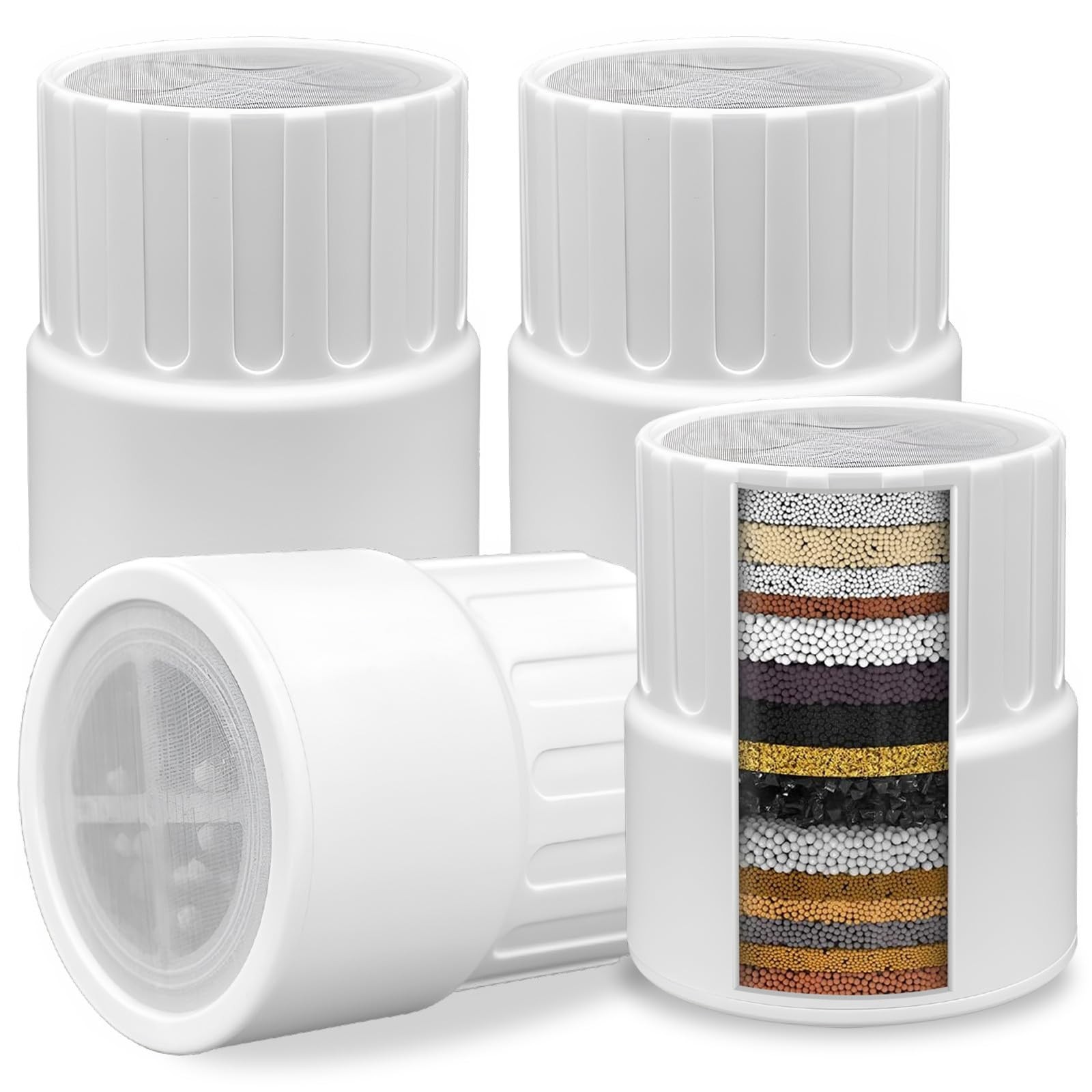 AWO 4 PACK Replacement Shower Head Filter Cartridge Compatible Small, White