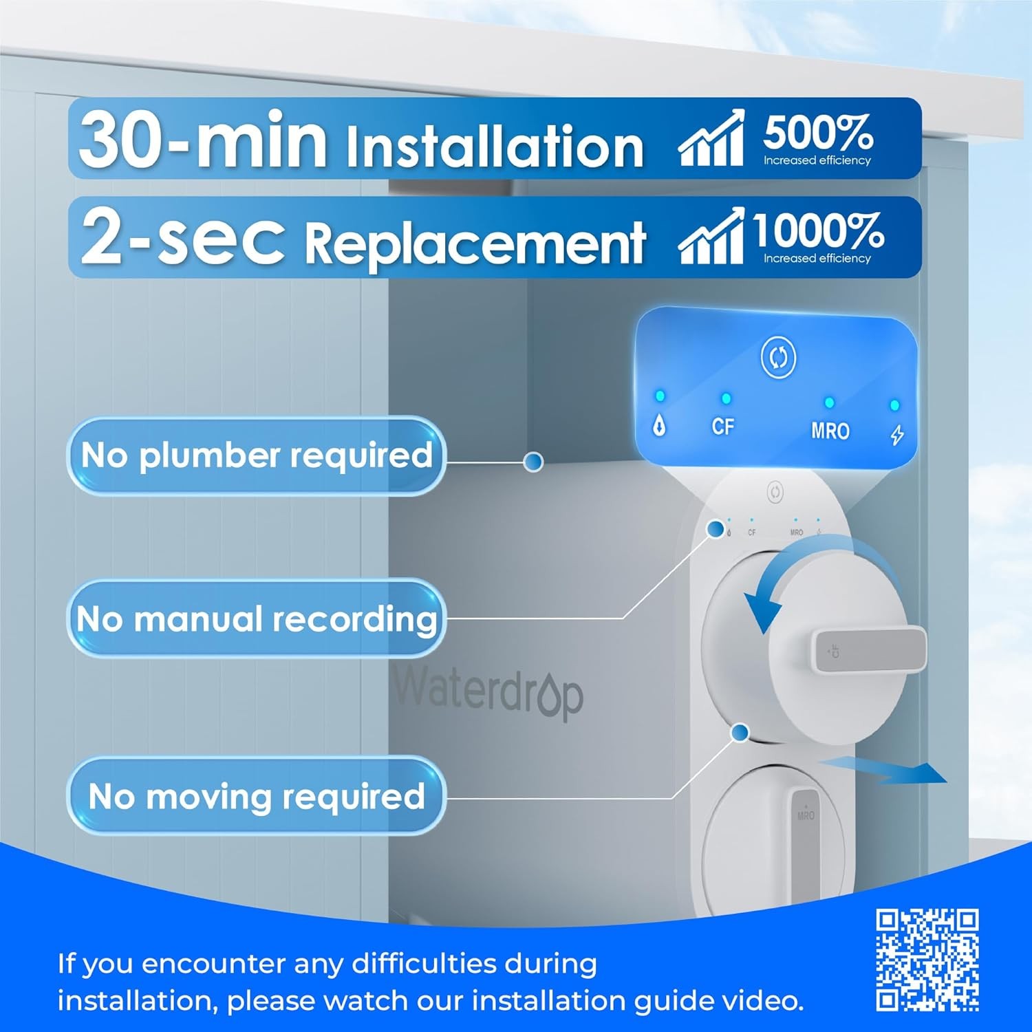 Waterdrop G2 Reverse Osmosis System, Extra WD-G2CF Replacement filter
