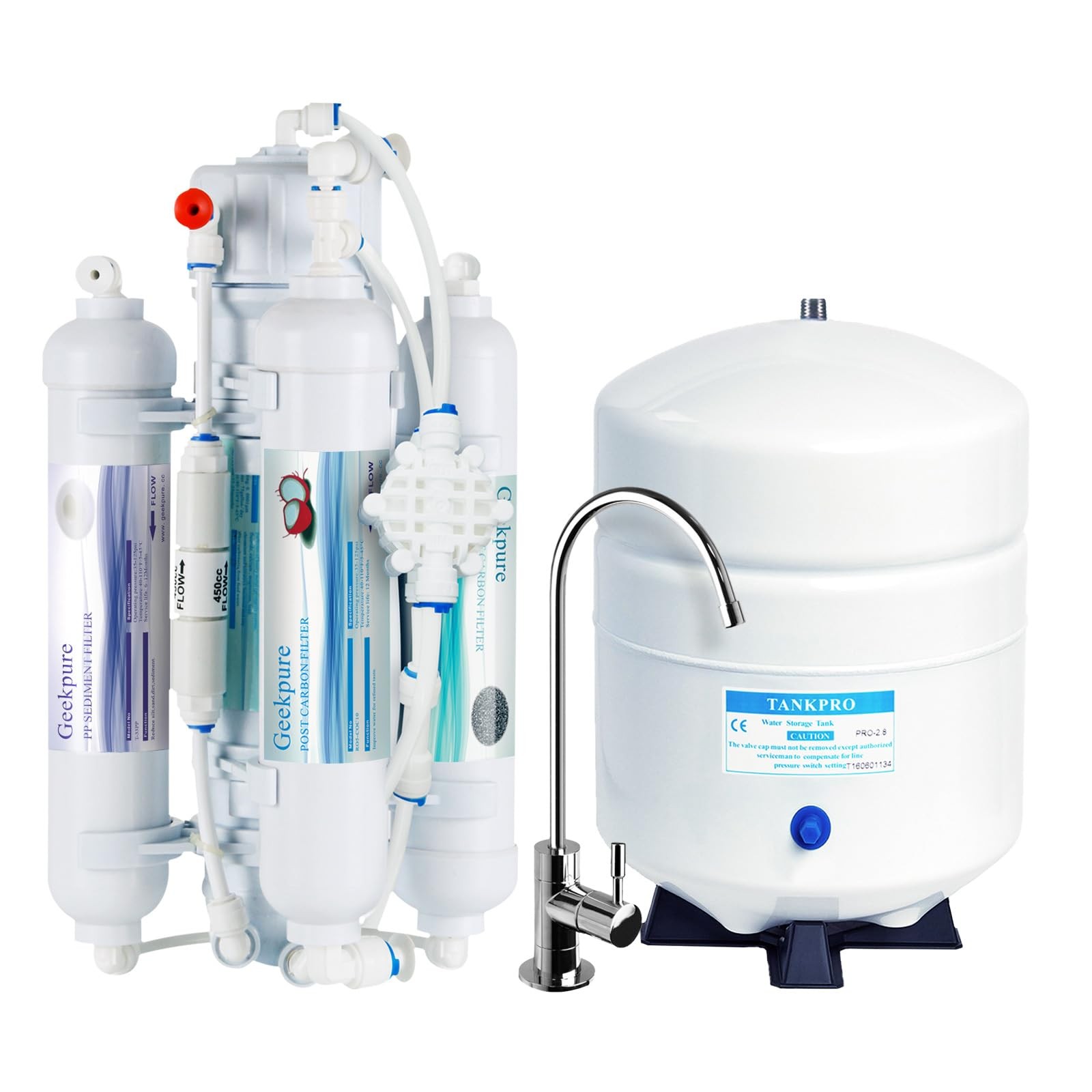 Geekpure 4 Stage Reverse Osmosis Ro Drinking Water Filter System Quick Change