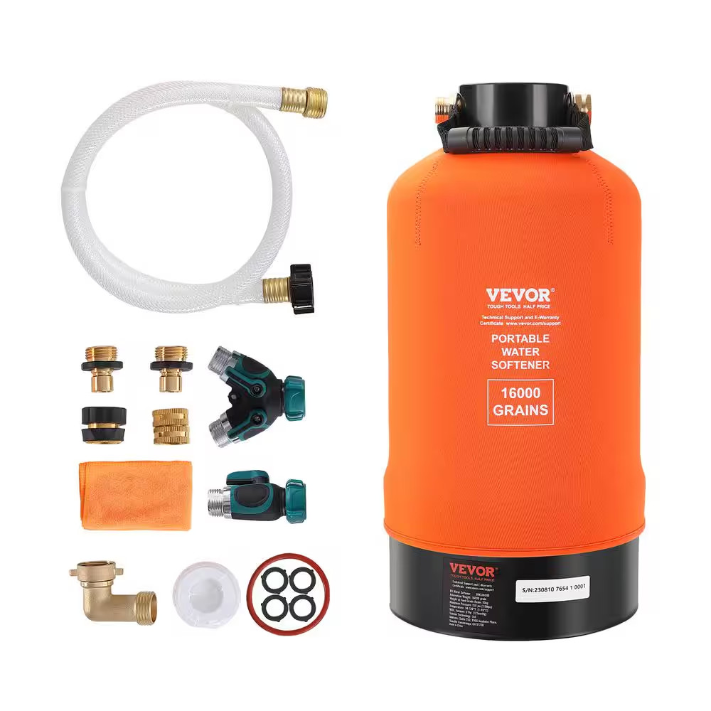 RV Water Softener 16,000 Grain Portable Water Softener with 3/4 In. Brass Fittin