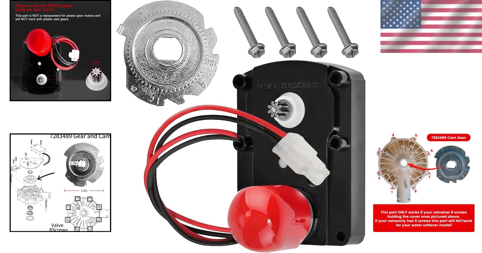 Whirlpool & Kenmore Compatible Softener Motor – High Flow 1″