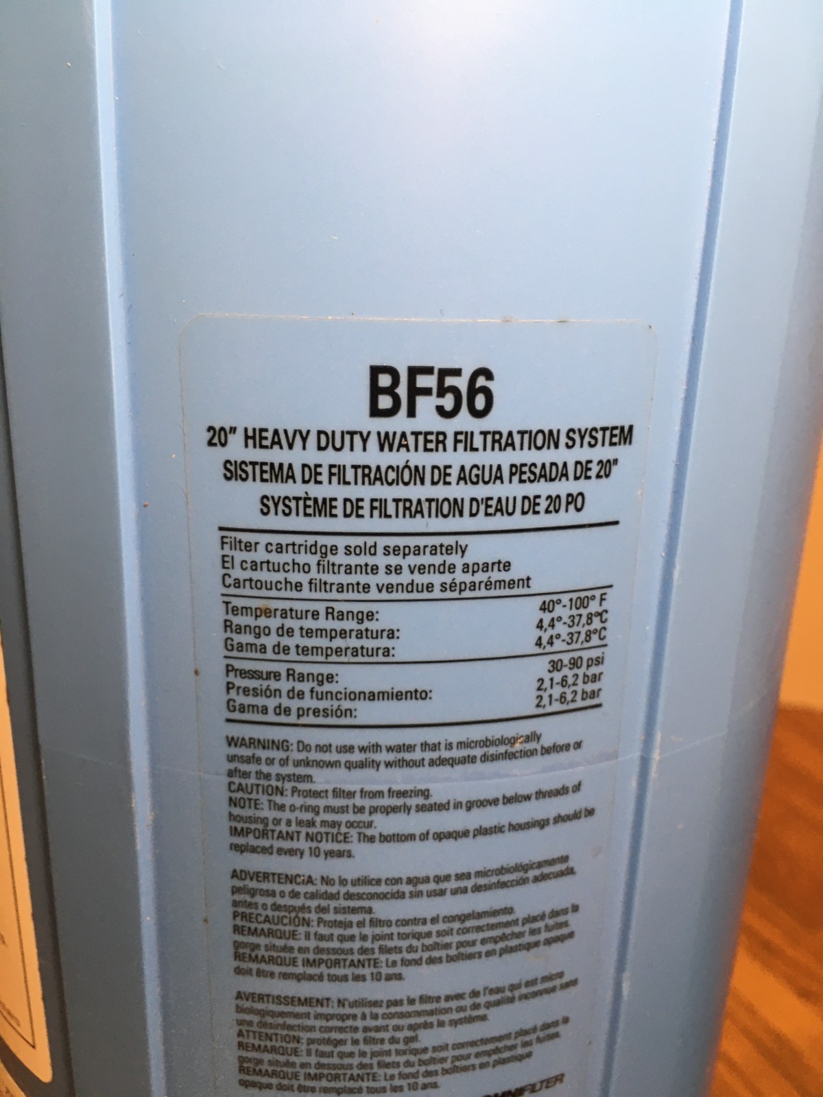 **PENTAIR BF56 20″HEAVY DUTY WATER FILTRATION UNIT/HOUSING WHOLE HOUSE FILTER