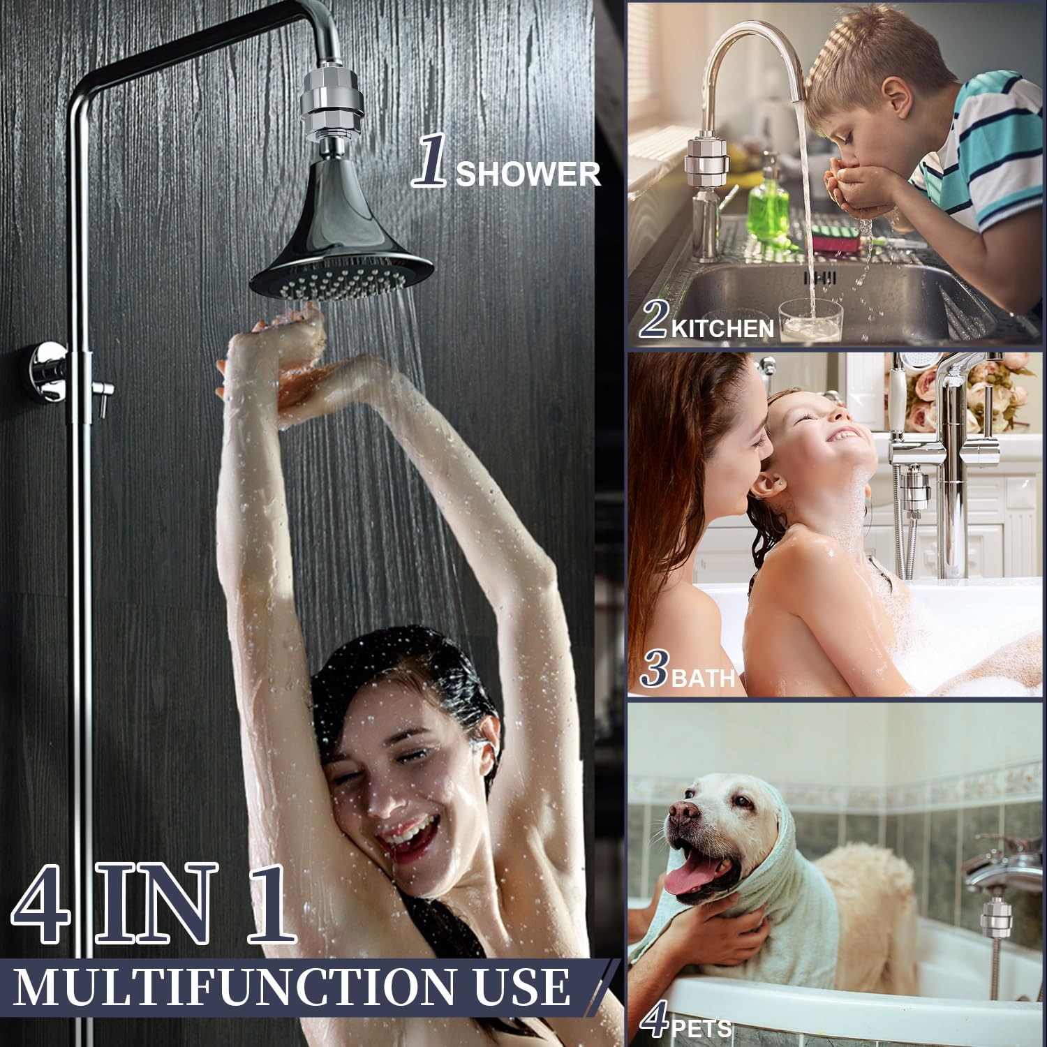 Shower Filter, EMBATHER 20 Stage Head ef of 2 pk, Polished Chrome