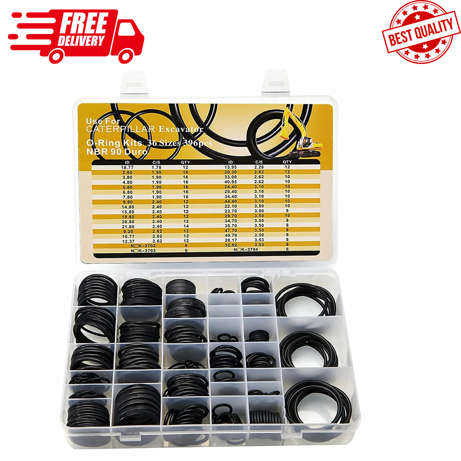 396 Pieces O-Ring Kit Nitrile 90 Duro for Hydraulic Pipe Pump Hydraulic Fittings