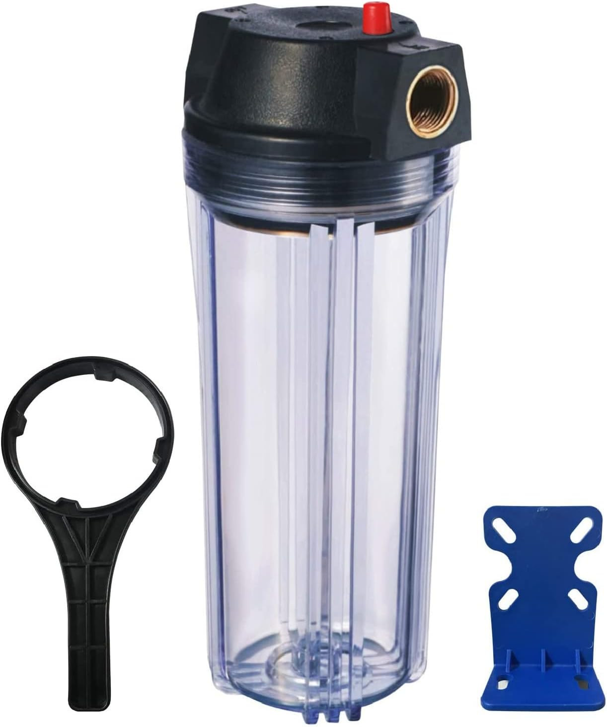Geekpure 10-Inch Whole House Slim Water Filter Housing with Pressure Relief Valv