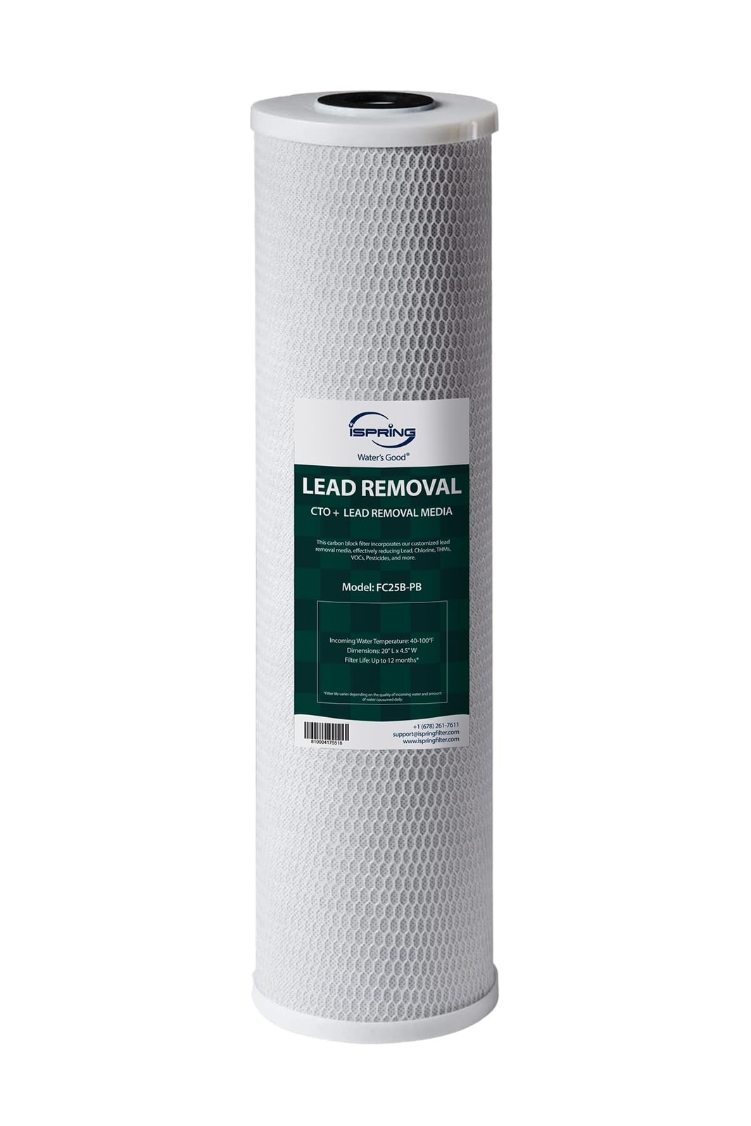 iSpring FC25B-PB 4.5″ x 20″ Whole House Water Filter, Lead & Arsenic Reducing