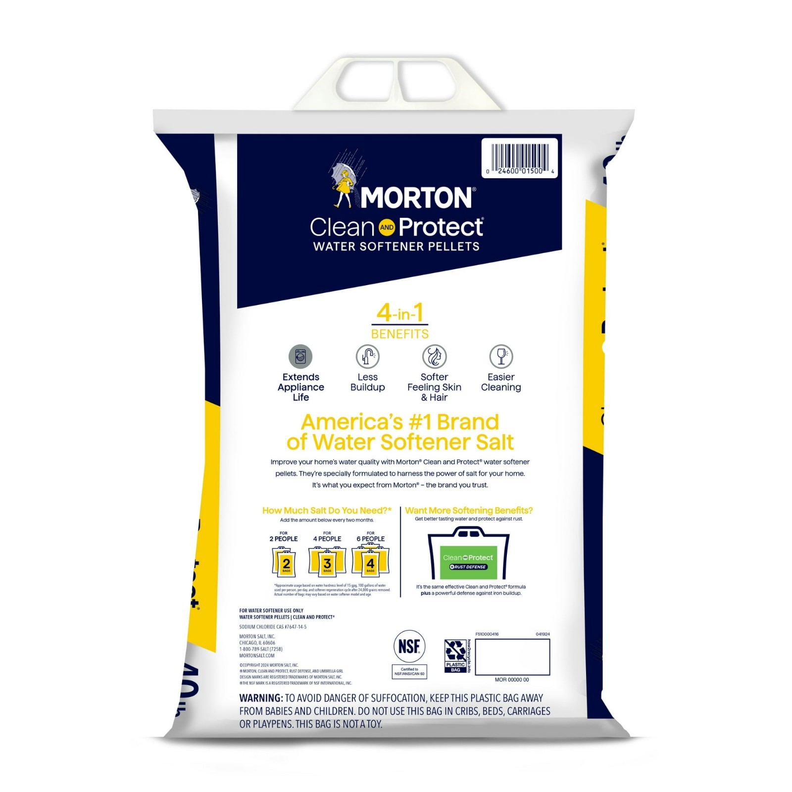 Morton Salt Clean and Protect Water Softener Salt Pellets, 40 lb. Bag (3 PACK )