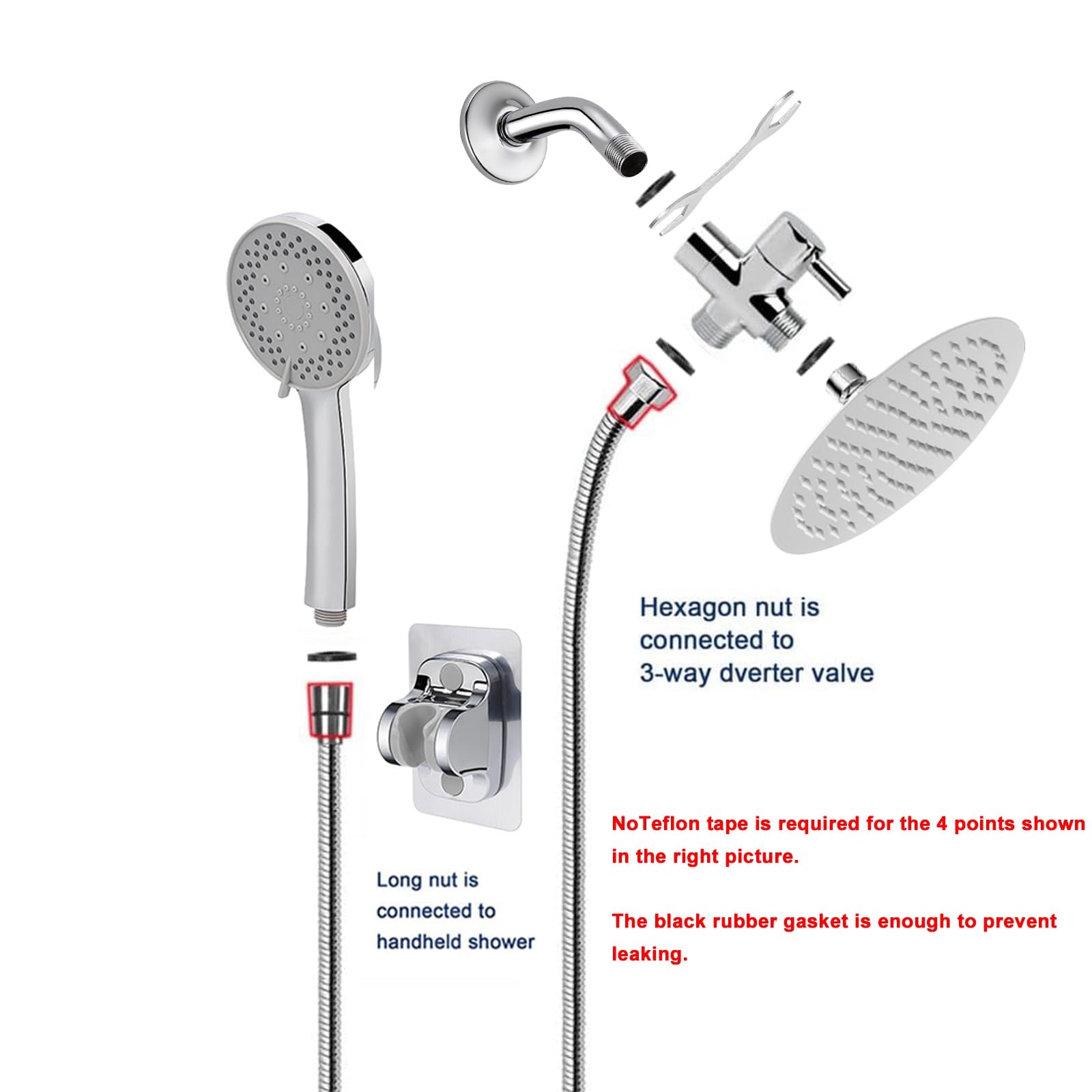 NearMoon Filtered Shower Head, High Pressure 8″Round Rain Chrome Finish