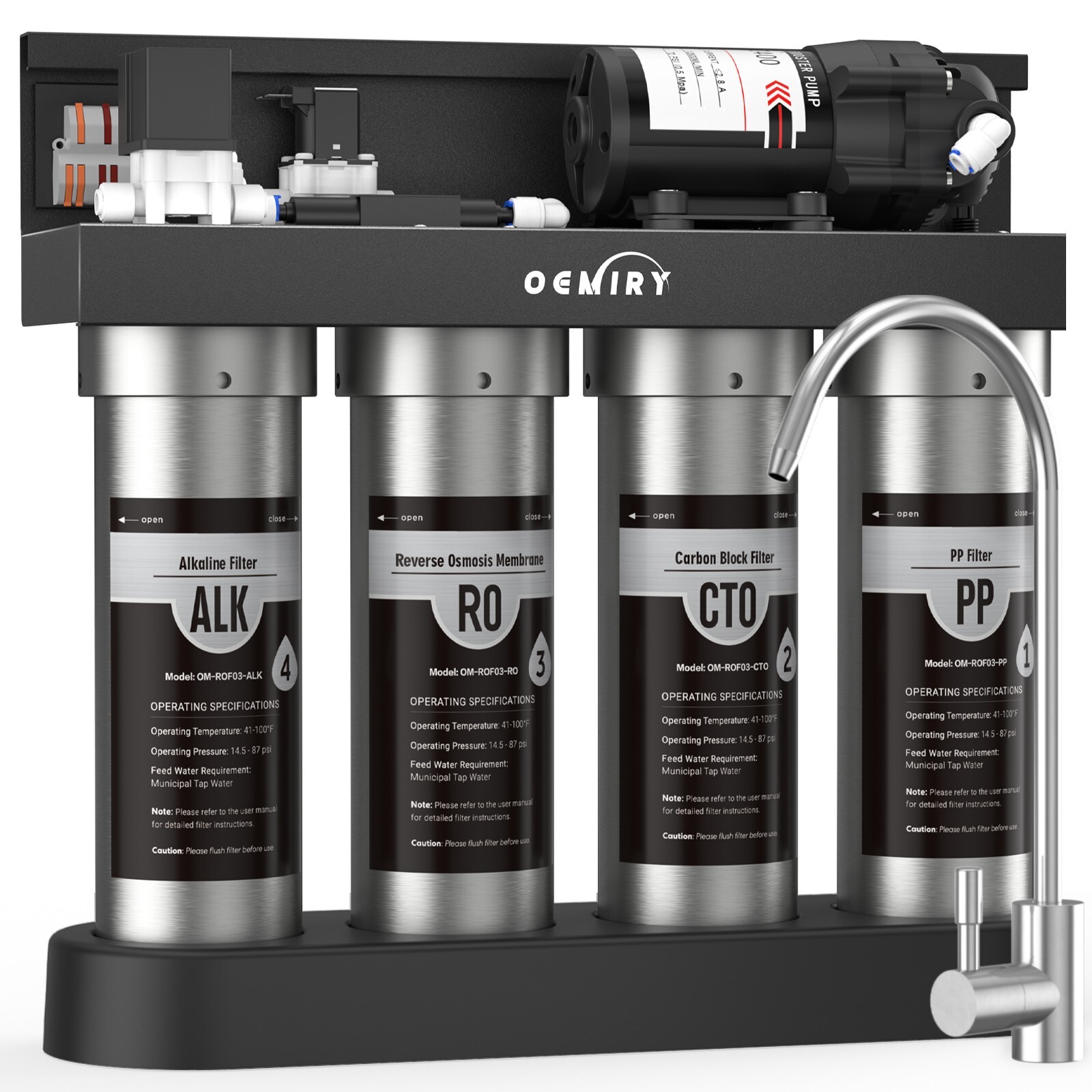 Alkaline UV RO System Stainless Steel Under sink Water Filter with Faucet