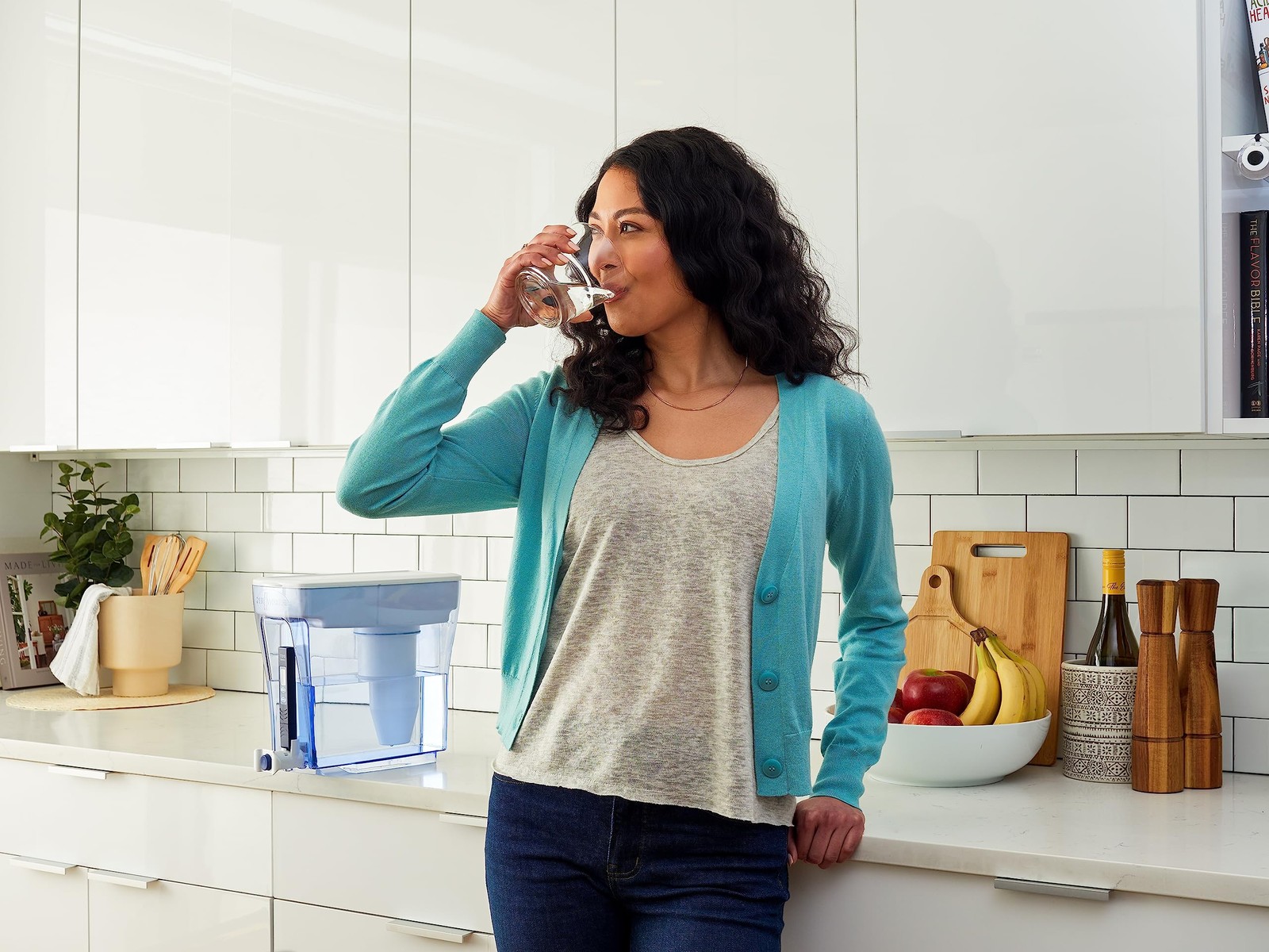ZeroWater 20-Cup Ready-Pour 5-Stage Water 20-cup Dispenser, White and Blue