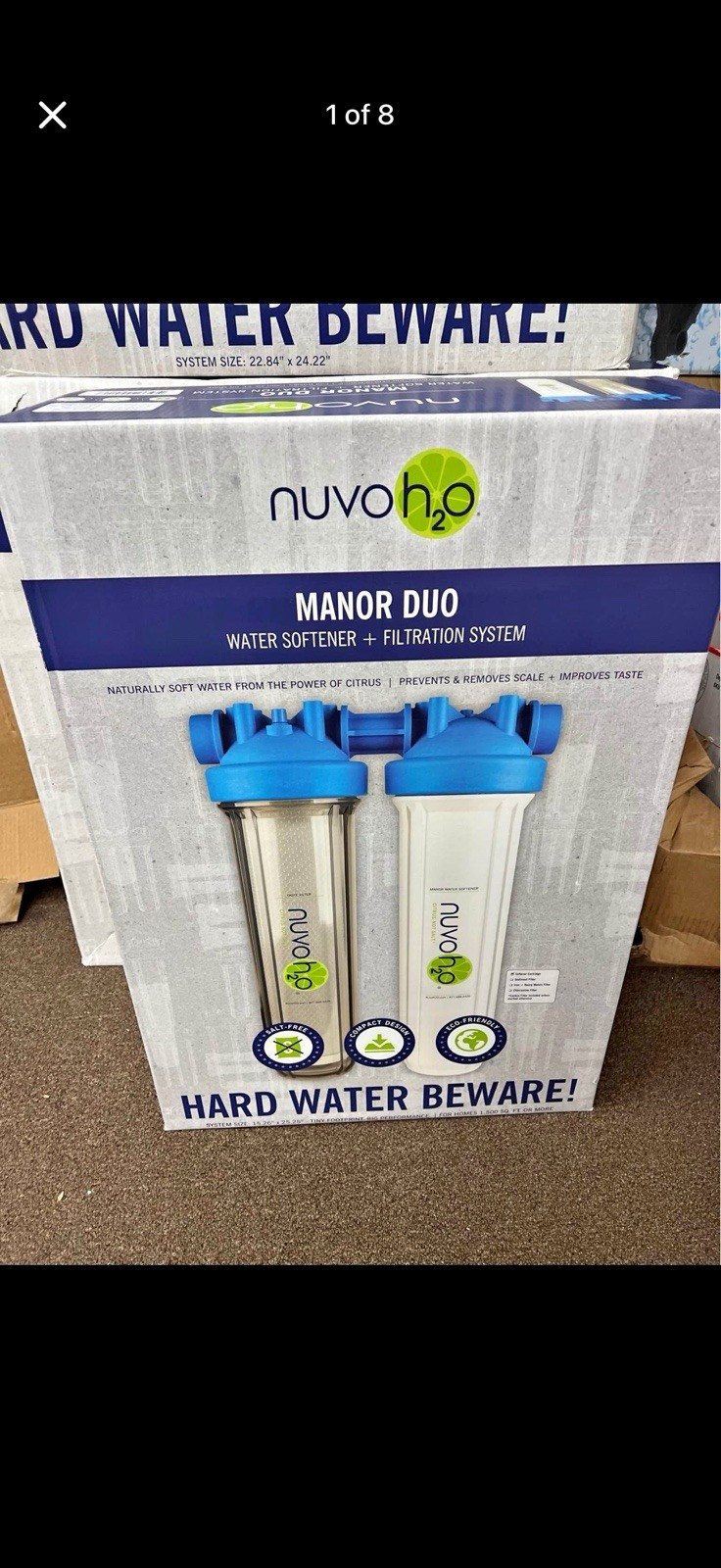 NuvoH2O Manor Duo Water Softener + Filtration System, 2-Stage Carbon Chlorine