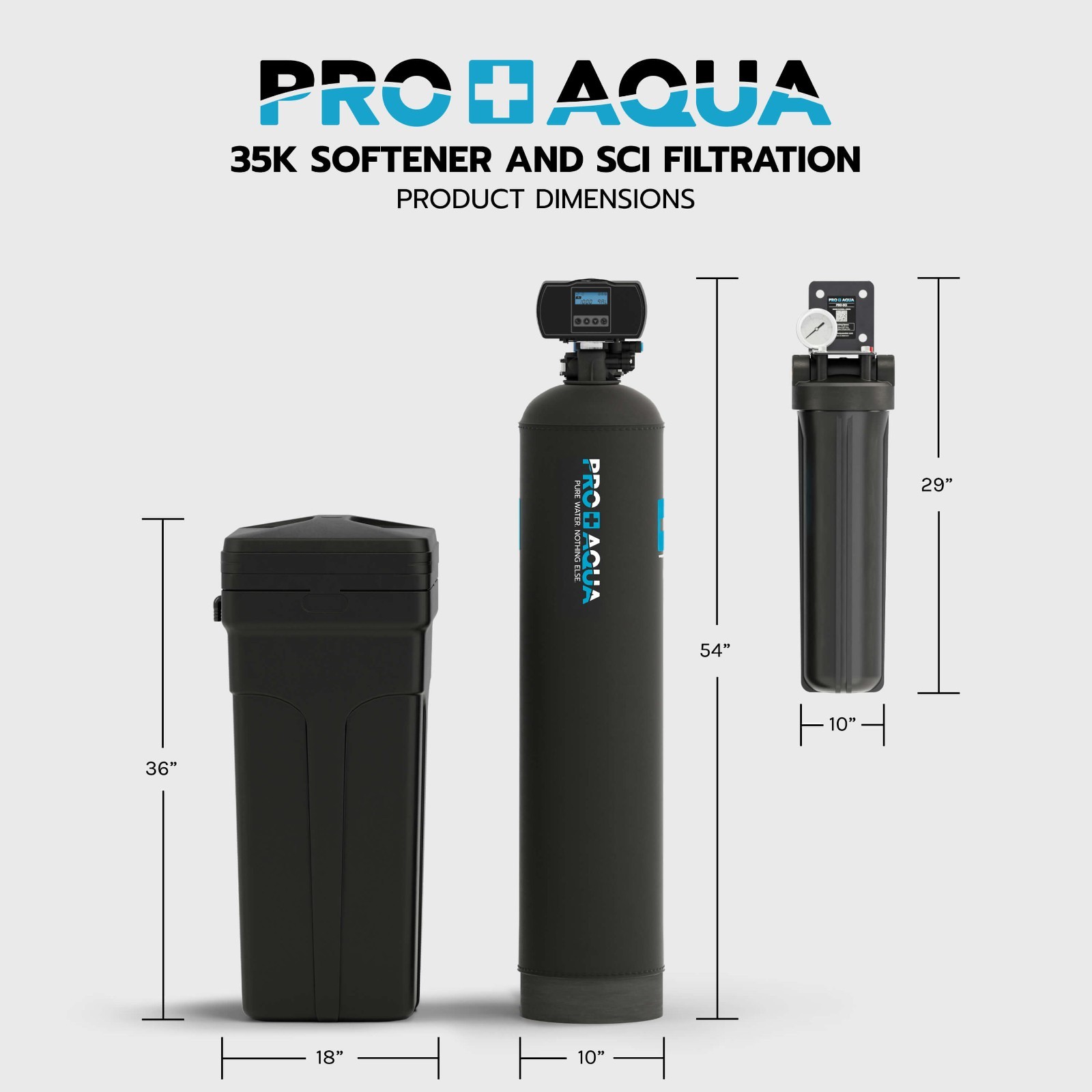 PRO+AQUA Whole House Water Filtration System with 35,000 Grain Softener
