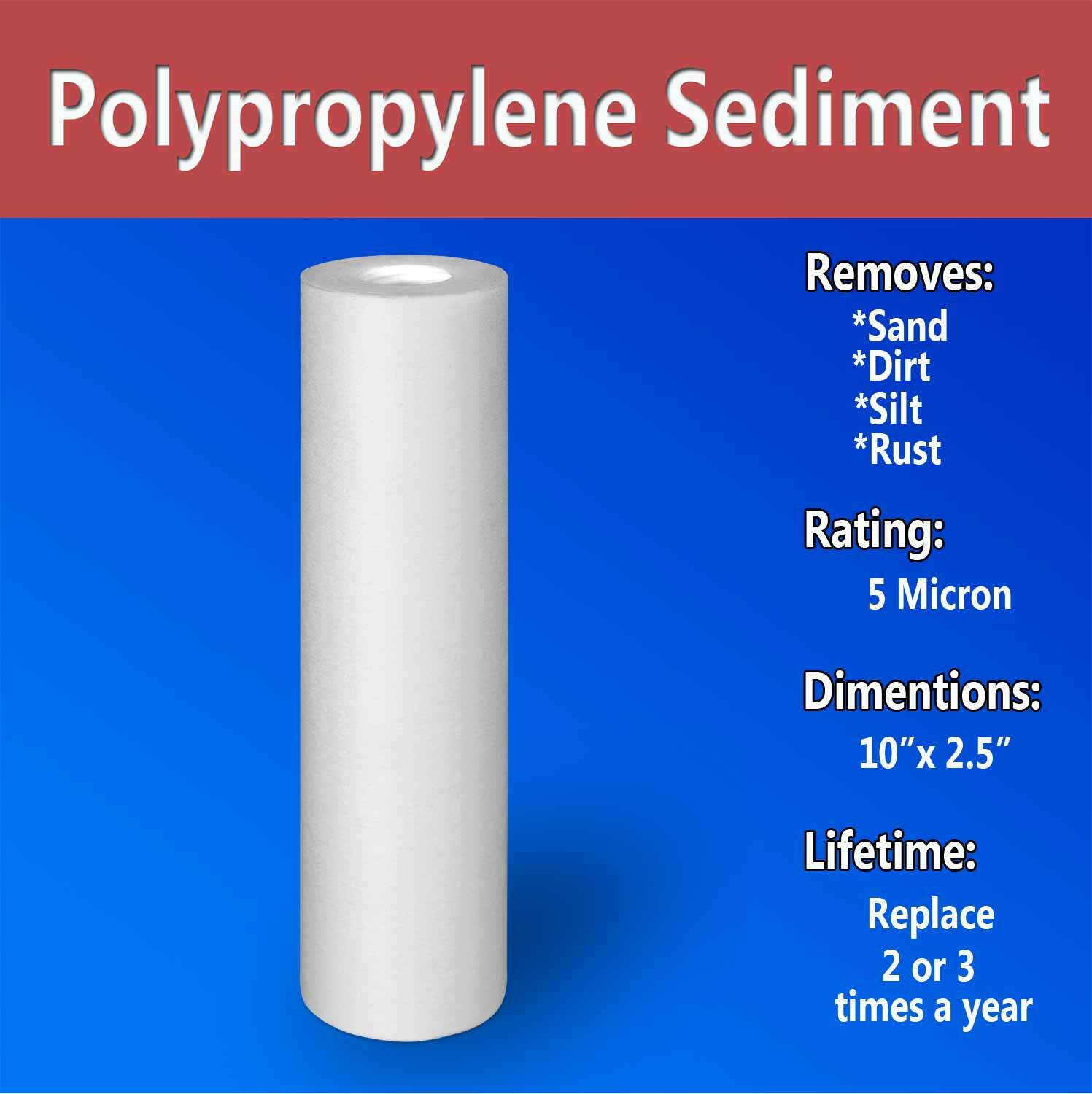 10 Coconut Shell Block Carbon & 10 Polypropylene Sediment 5 Mic 2.5″x 10″