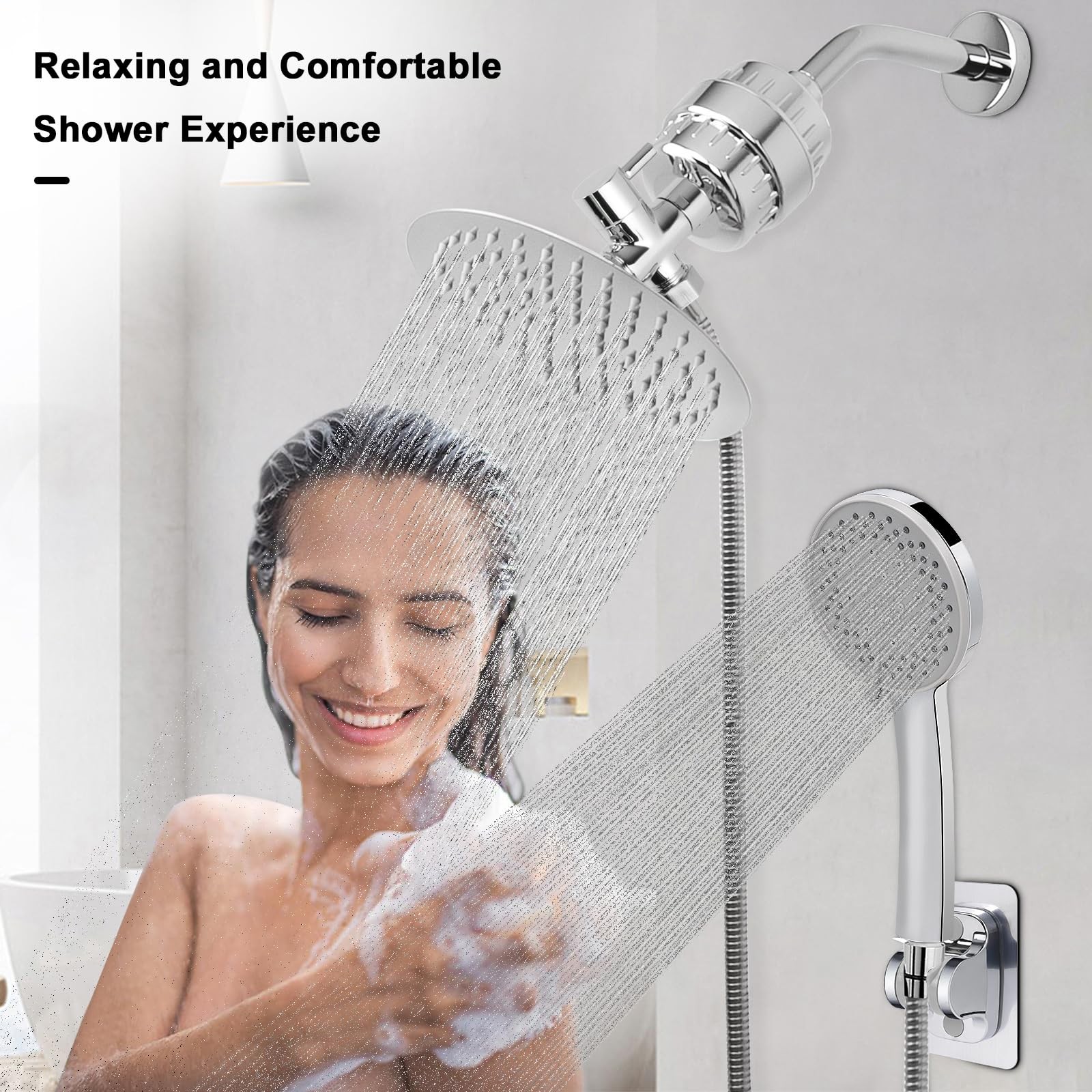 NearMoon Filtered Shower Head, High Pressure 8″Round Rain Chrome Finish