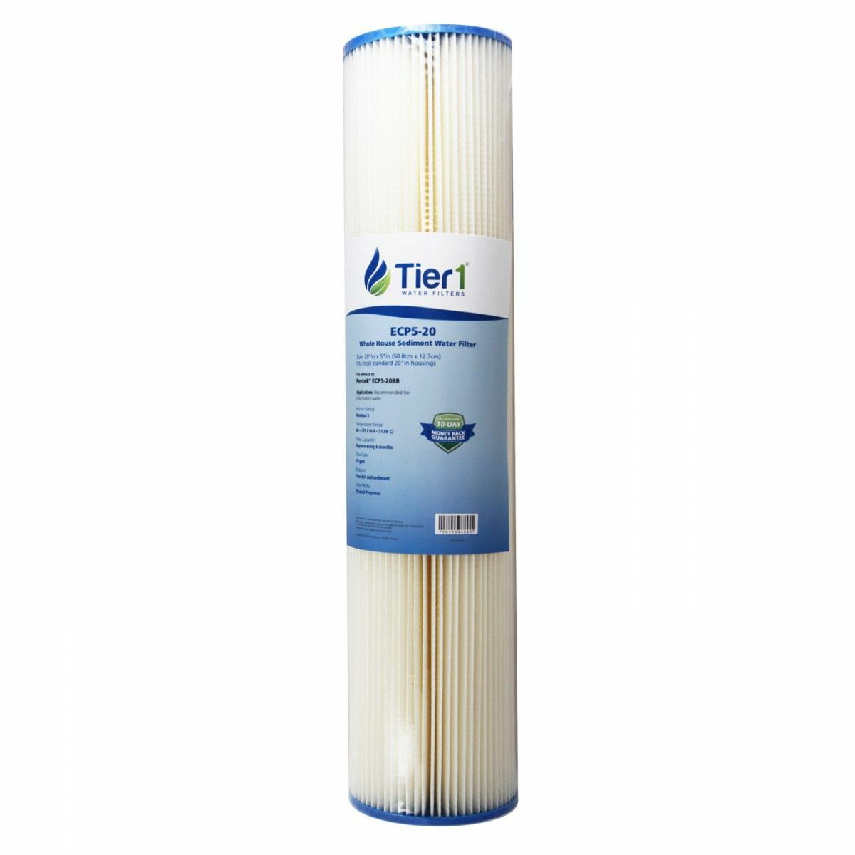 Tier1 Whole House Sediment Water Filter/4.5″x20″ Pleated Cellulose Polyester