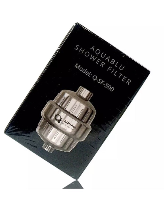 AquaBlu Multi-Stage Shower Head Water Filter Model: Q-SF-500 Finish: Chrome -New