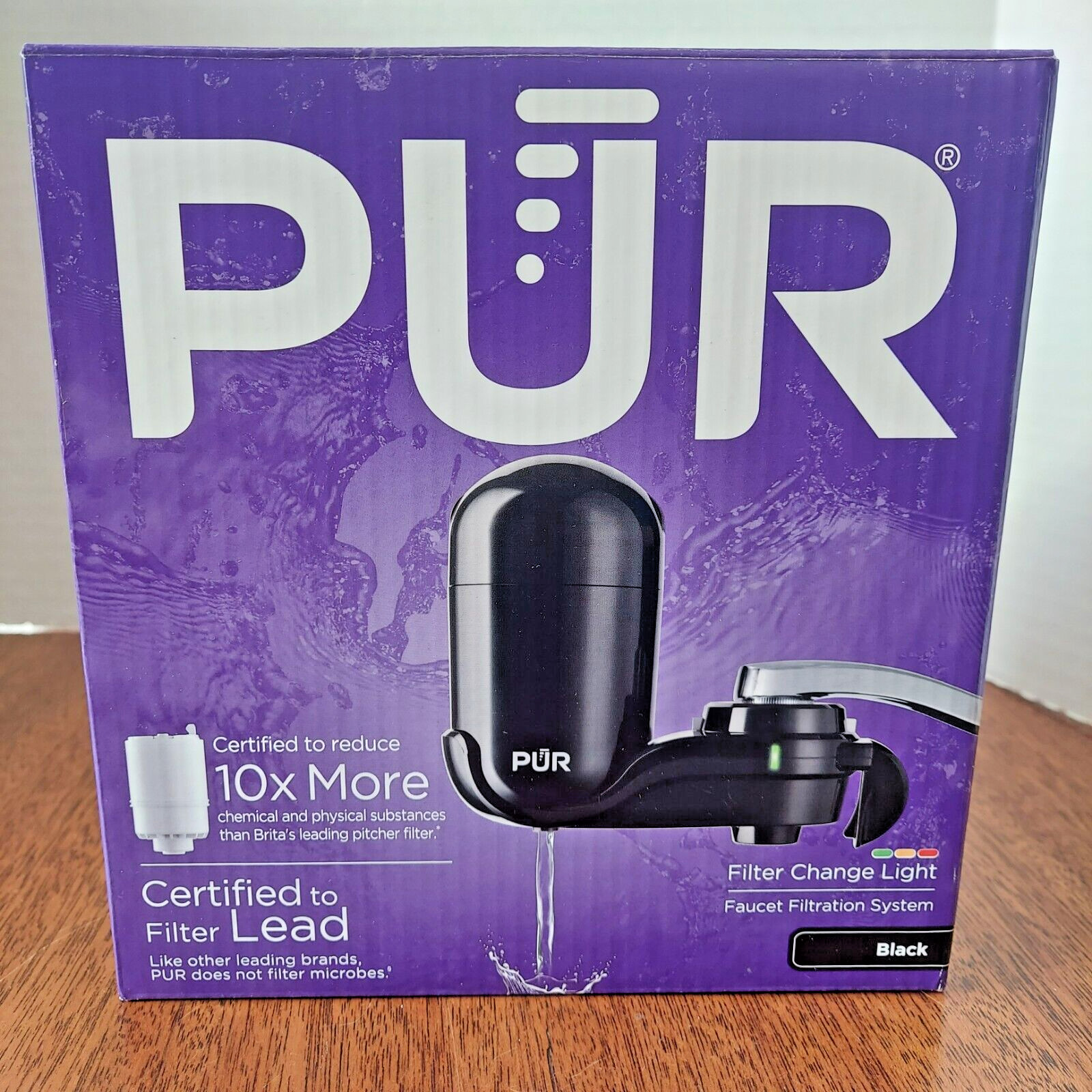 PUR Water Faucet Filtration System, Black NEW OPEN BOX