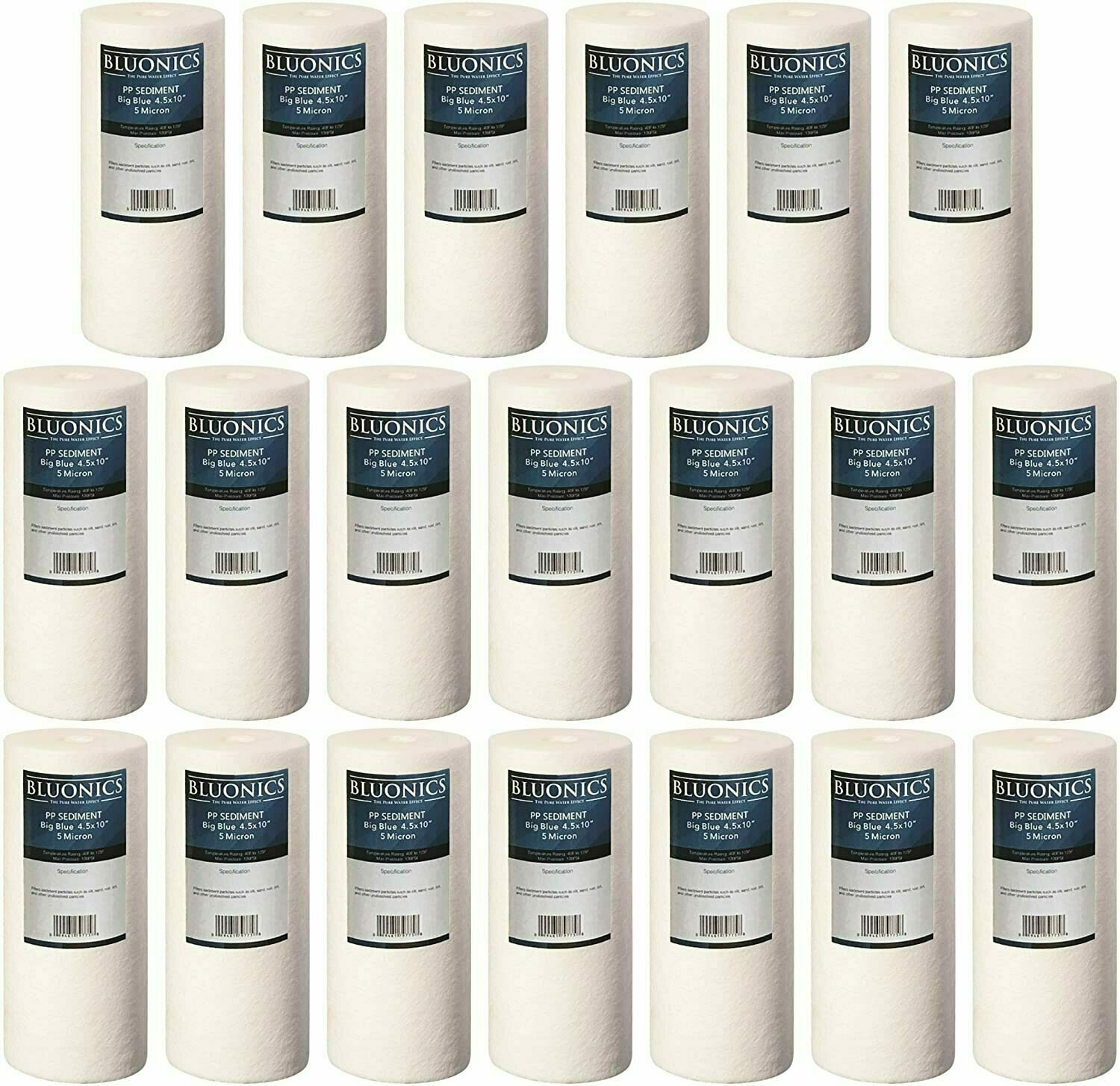 Bluonics Big Blue 4.5×10″ Sediment Filters 5 Micron 20 Pack