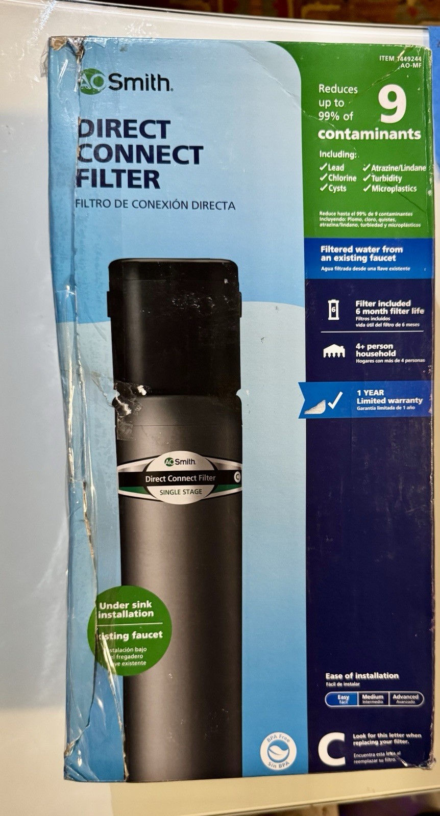 A. O. Smith AO-MF Under-Sink Water Filter 1-Stage 300 gal Lead/Chlorine