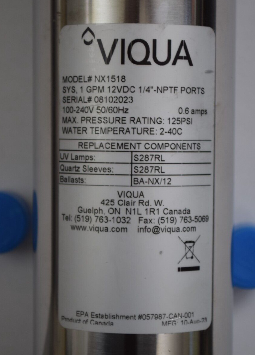 Viqua NX1518 Weldment Canister 440307-R UV Water Sterilizer 1 GPM 12VDC