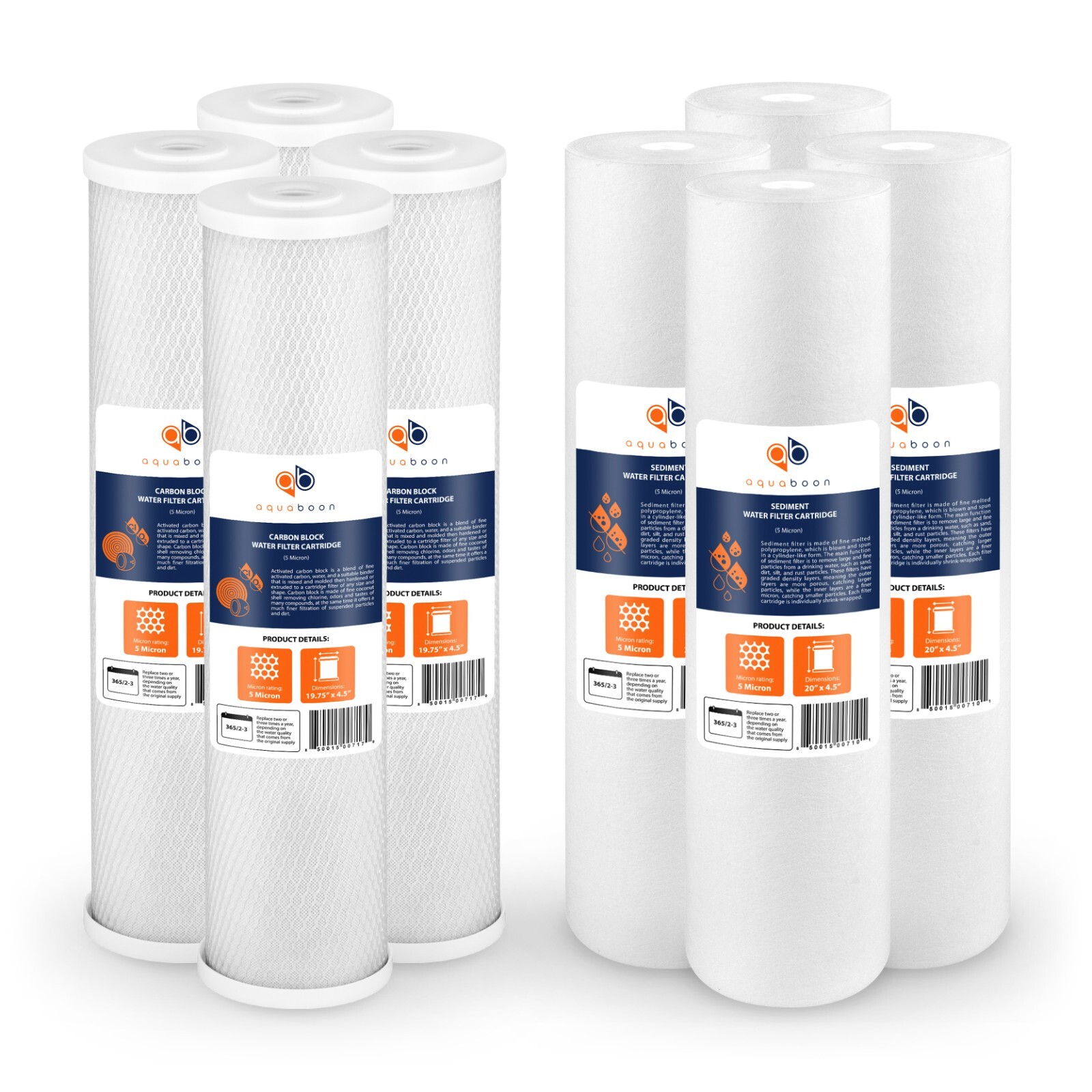 Big Blue CTO Carbon Block & Sediment 20”x4.5″ Replacement Filter Cartridges Set