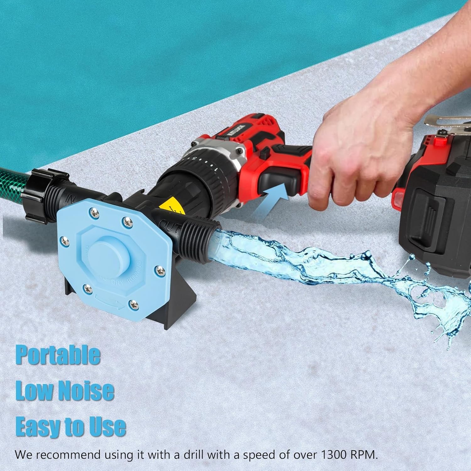 Hand Drill Pump, 750GPH Powered Water Transfer Pump with Black