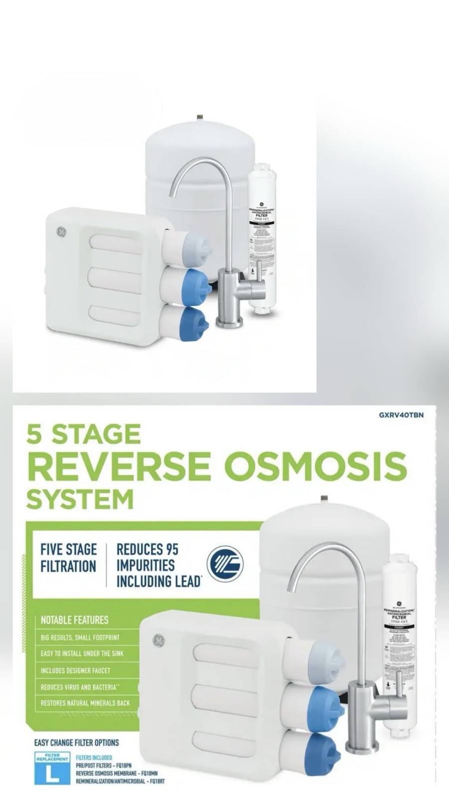 GE Appliances GXRV40TBN 5-Stage Reverse Osmosis System 4.5 Gal Lead Removal
