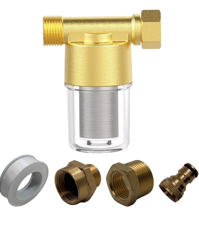 40 Micron Brass Inline Spin Down Sediment Water Filter 3/4″ + 1/2″ NPT Reusable