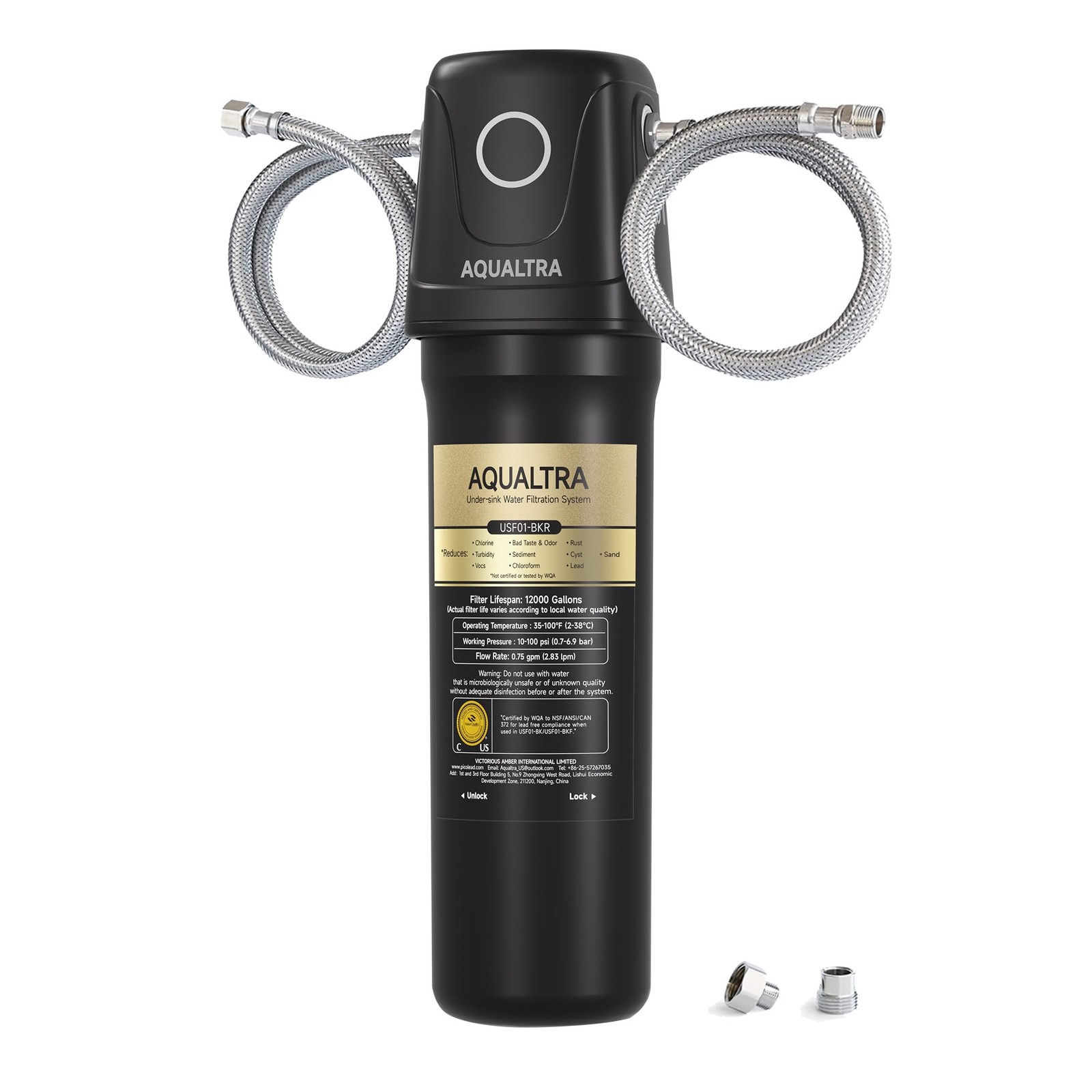 Aqualtra Usf01-Bk Under Sink Water Filter System 12K Gal Nsf/Ansi/Can 372
