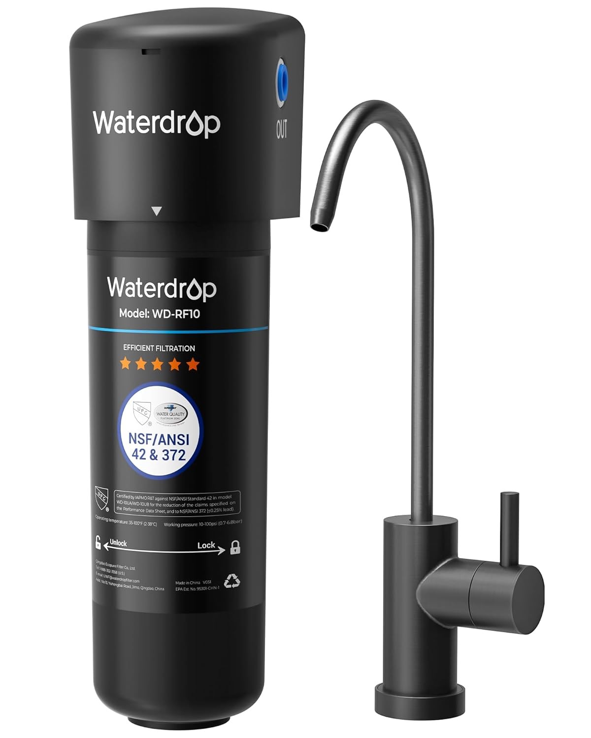 10UB Under Sink Water Filter System, Reduces PFAS, PFOA/PFOS, Lead, Chlorine