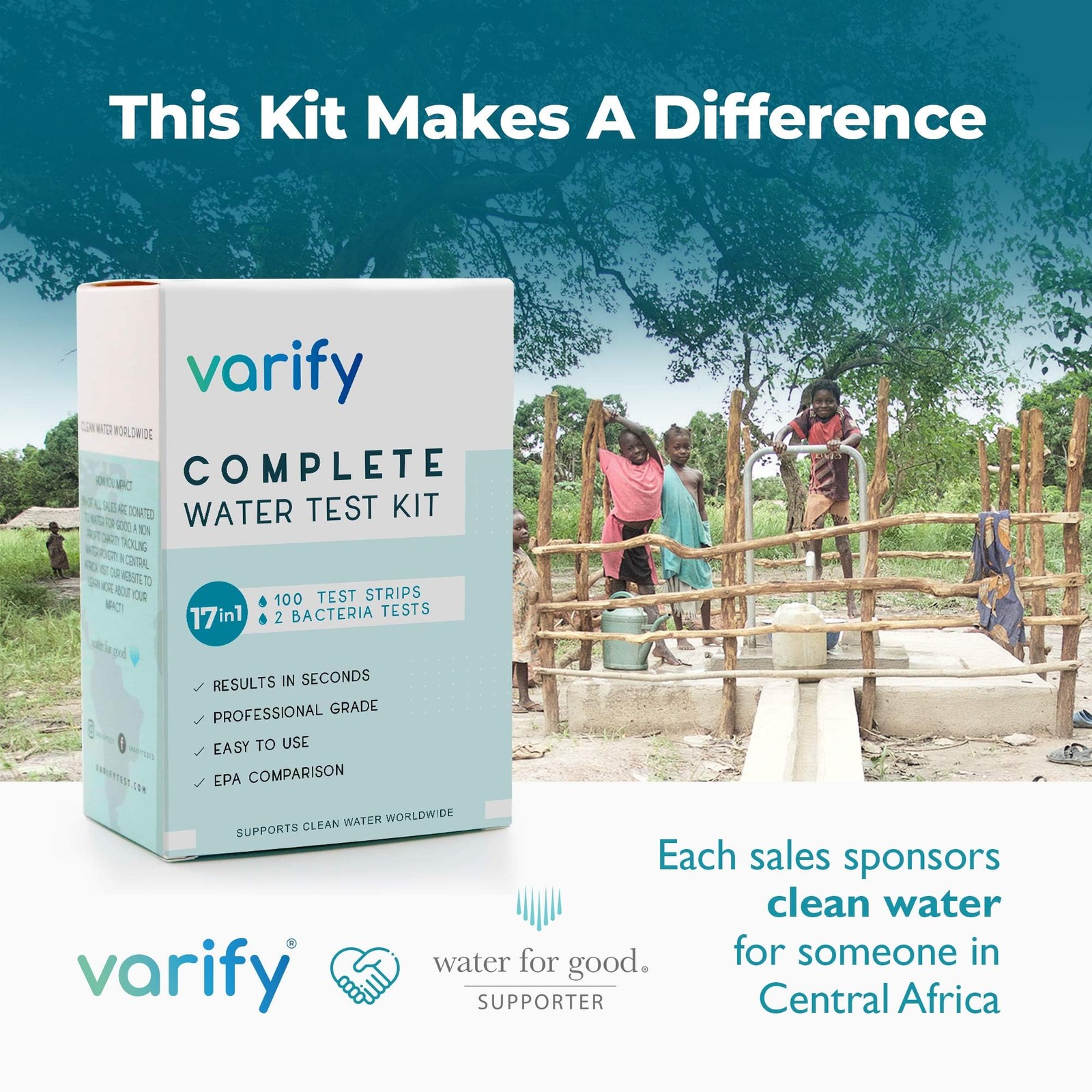 Varify 17in1 Complete Drinking Water Test Kit – 100 Strips + 2 Bacteria Teste…