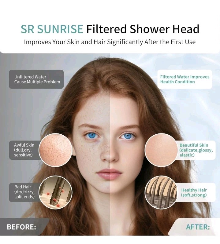 FILTERED Rain Shower Head 7 Inch Silver Easy Install NEW
