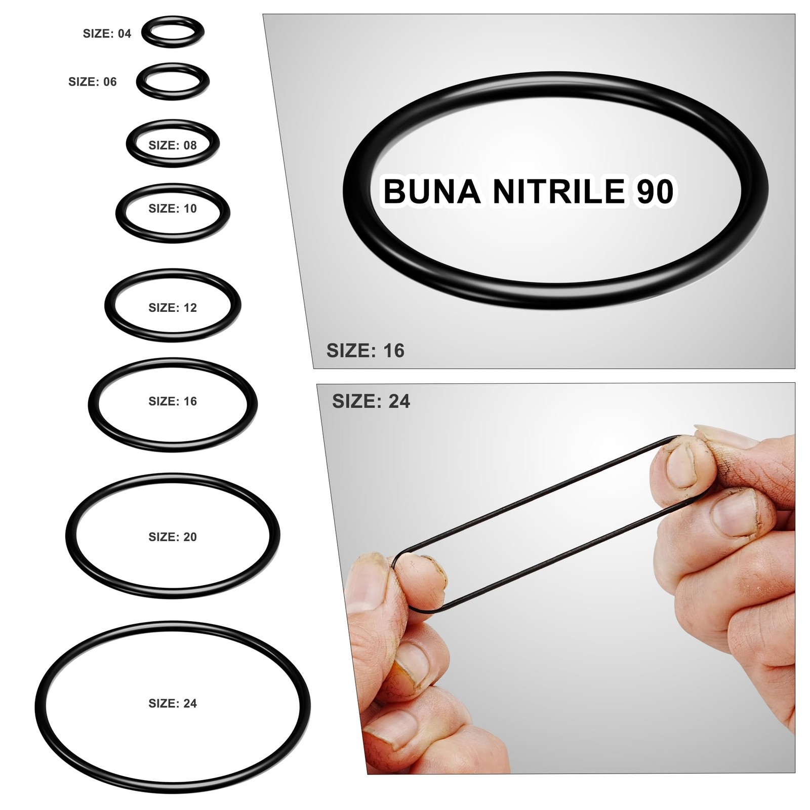 ANCIMOON Flat Face O-Ring Kit for ORFS Hydraulic Fittings, Buna 90, Black