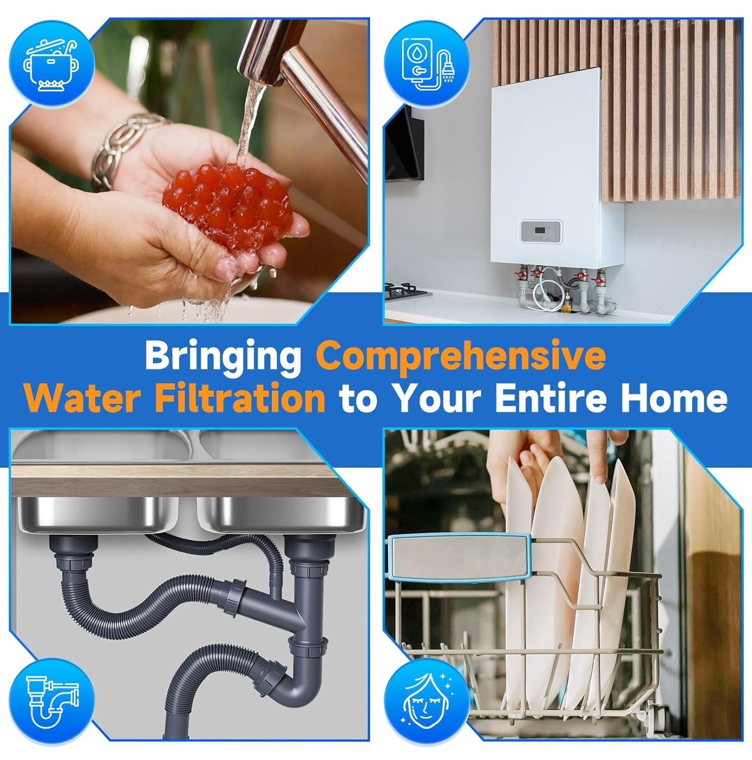 2-Stage Whole House Water Filtration System Reduces Chlorine, Odor, Heavy Metals