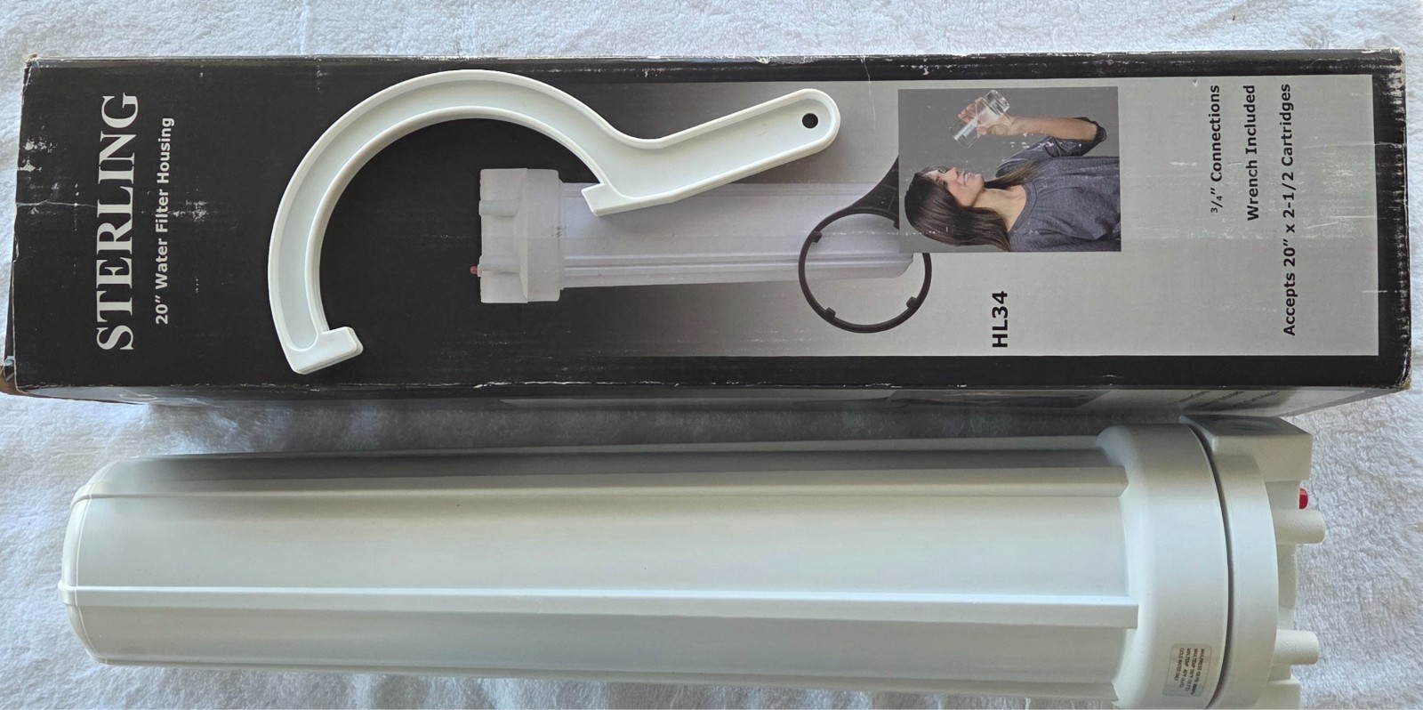 STERLING WATER FILTER HL34 20″ HOUSING WITH PLASTIC WRENCH 3/4″ CONNECTION